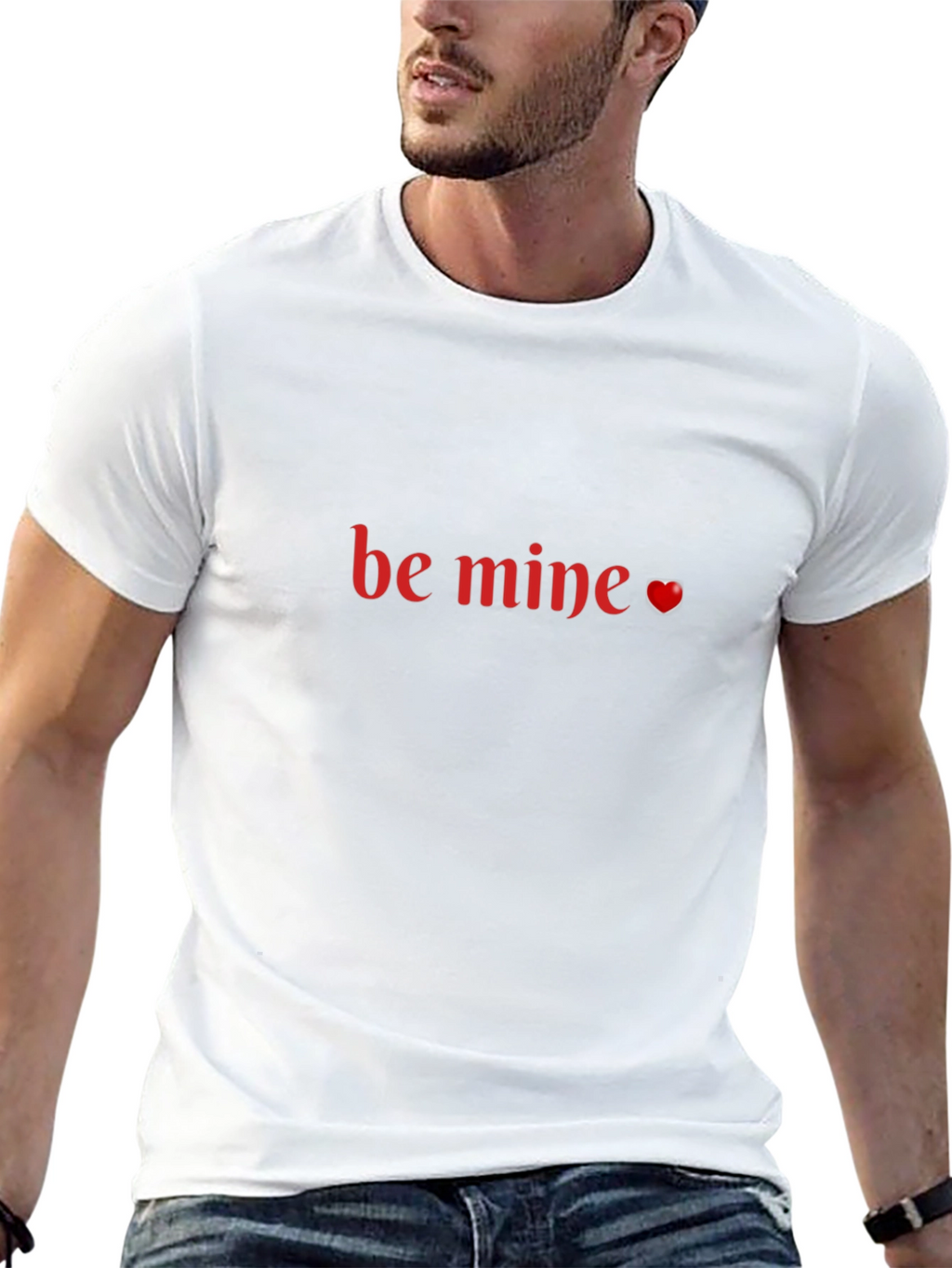 Be Mine Valentines Day T-Shirt - Black Crew Neck