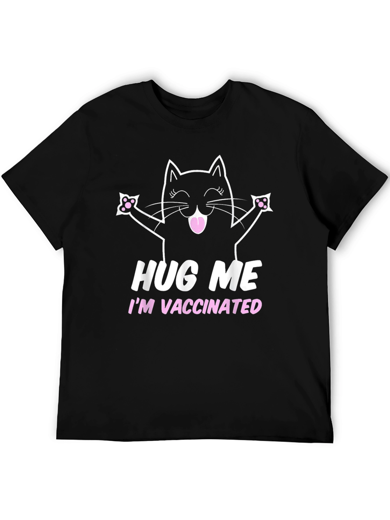 Hug Me Im Vaccinated Black Cat T-Shirt