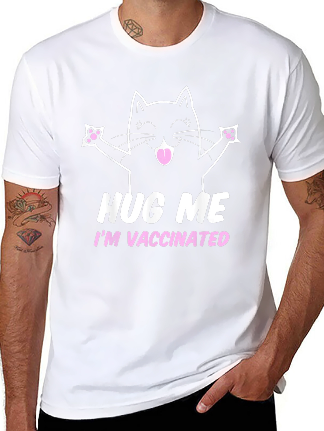 Hug Me Im Vaccinated Black Cat T-Shirt