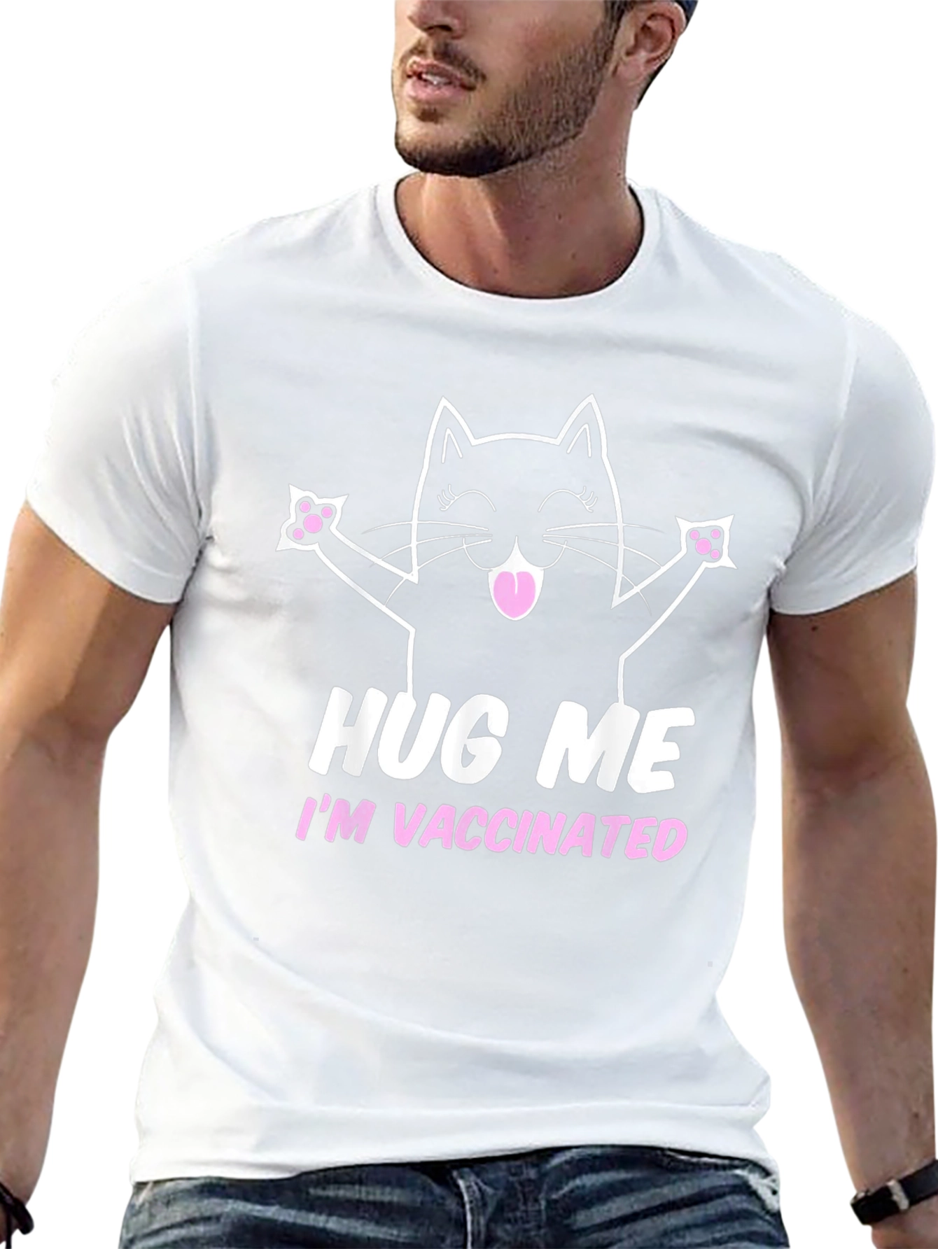 Hug Me Im Vaccinated Black Cat T-Shirt