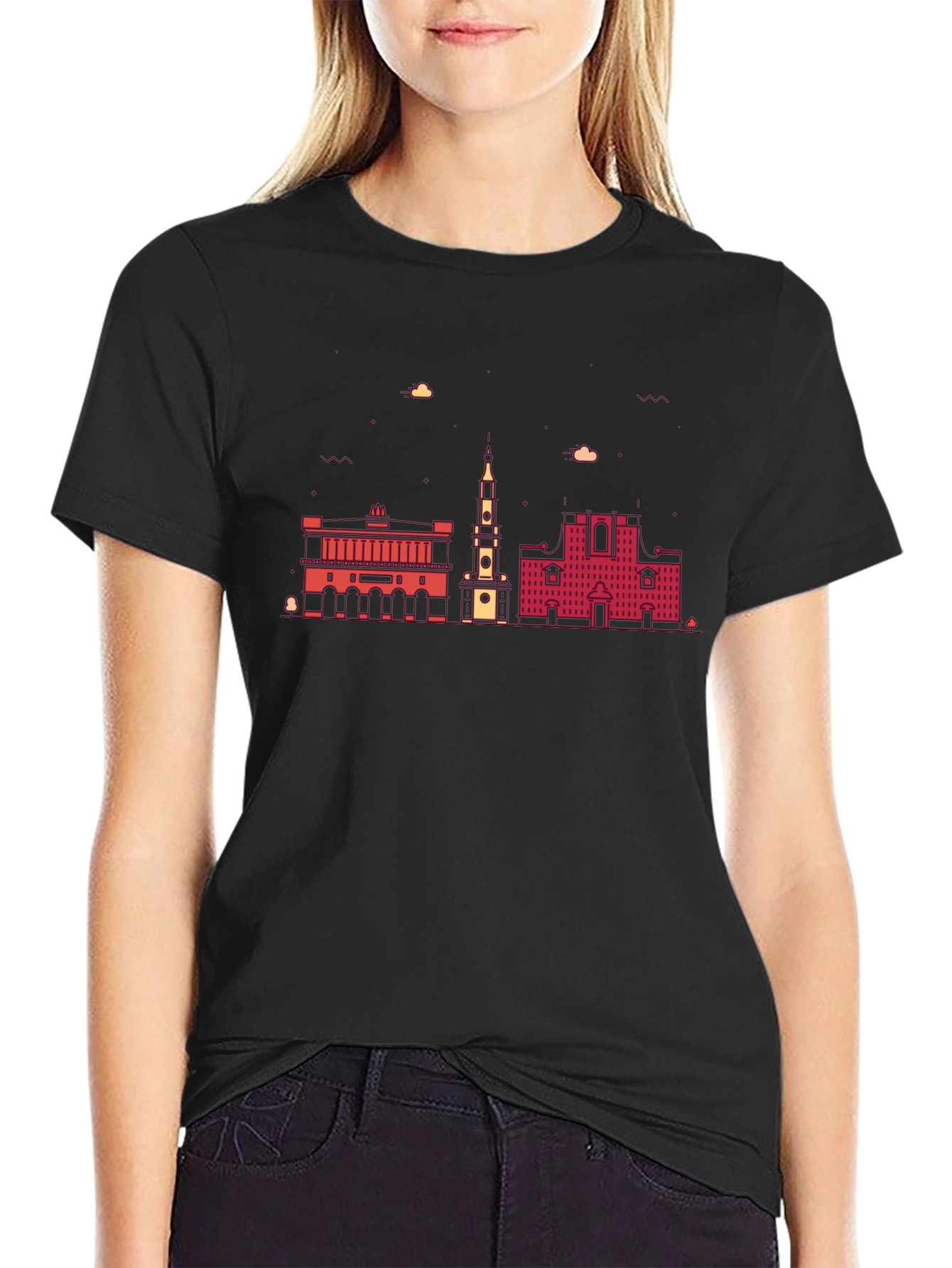 Architectural Cityscape Graphic Tee - Black