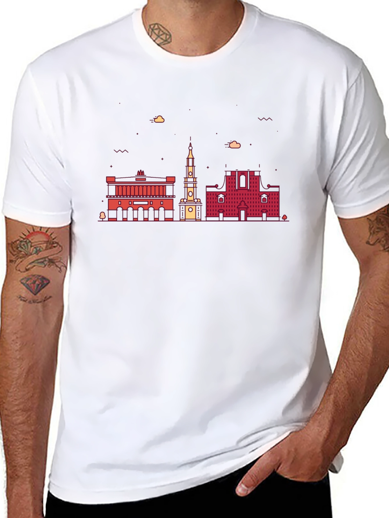 Architectural Cityscape Graphic Tee - Black