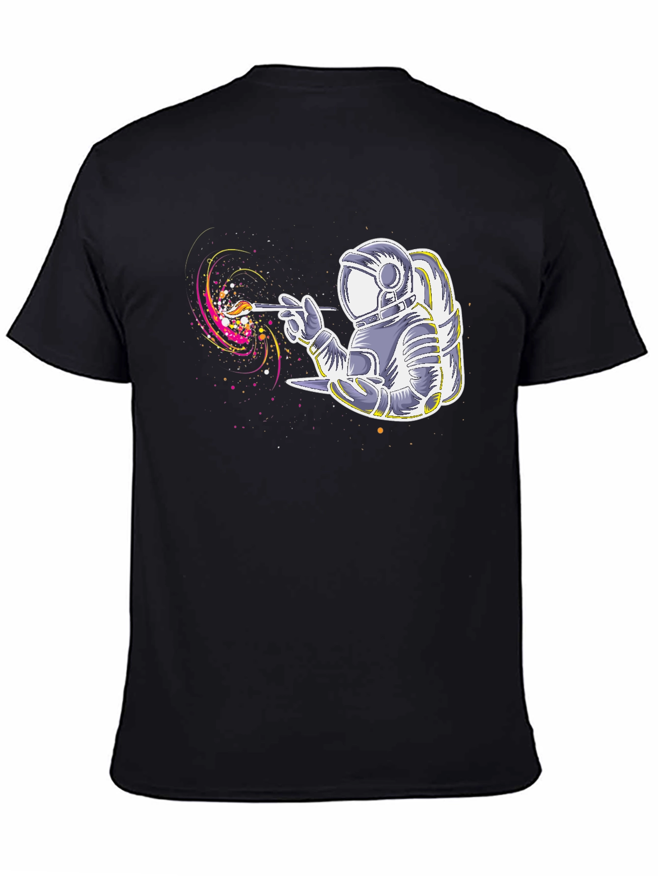 Astronaut Artist Graphic T-Shirt - Black Crew Neck