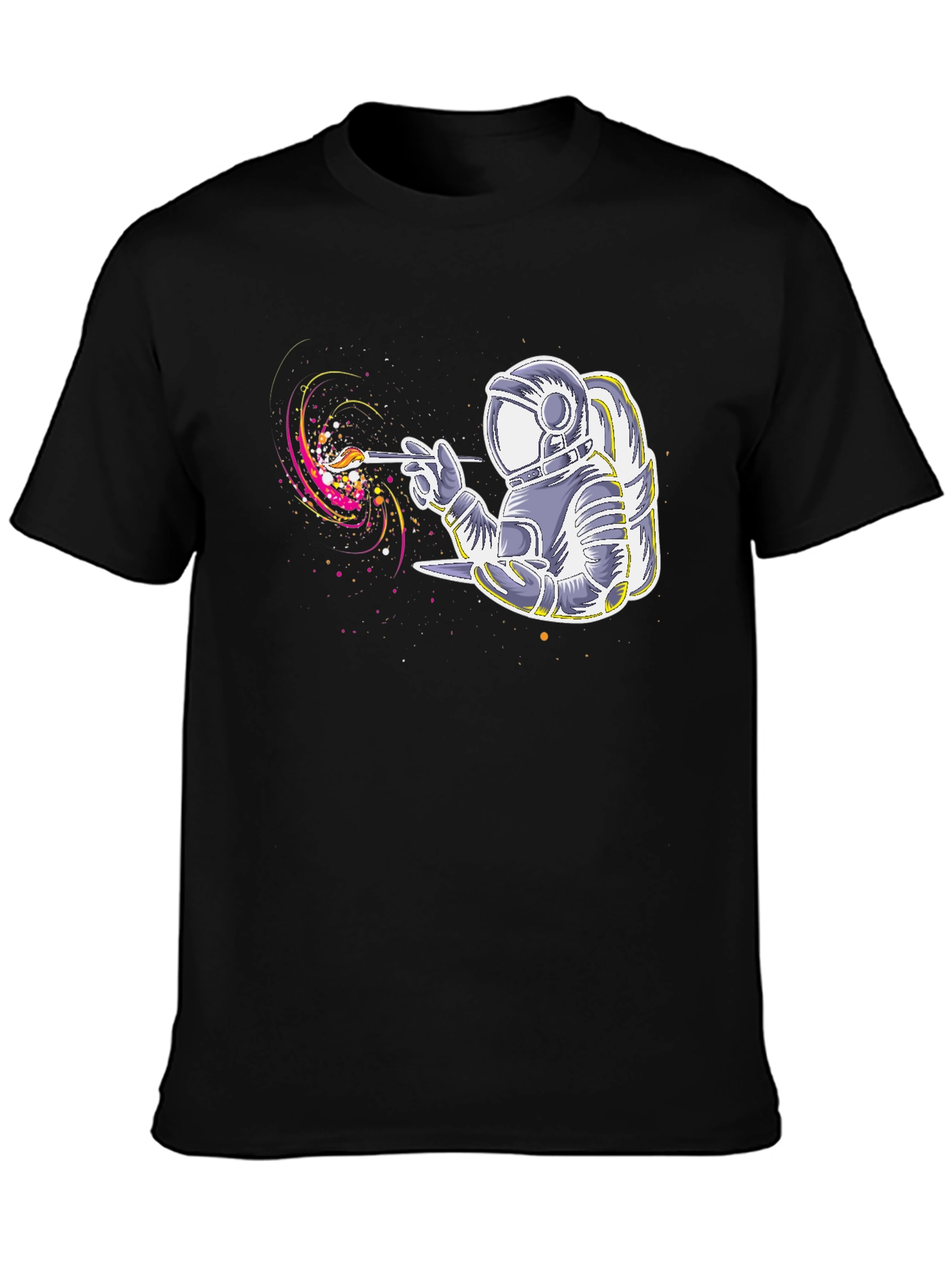 Astronaut Artist Graphic T-Shirt - Black Crew Neck