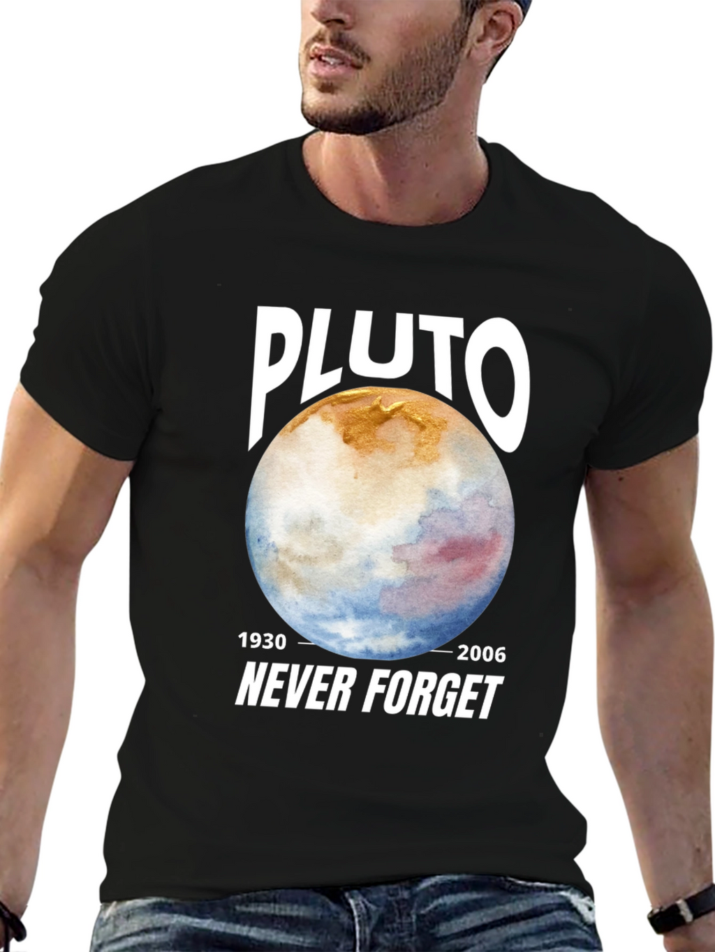 Pluto Never Forget Black Graphic Tee