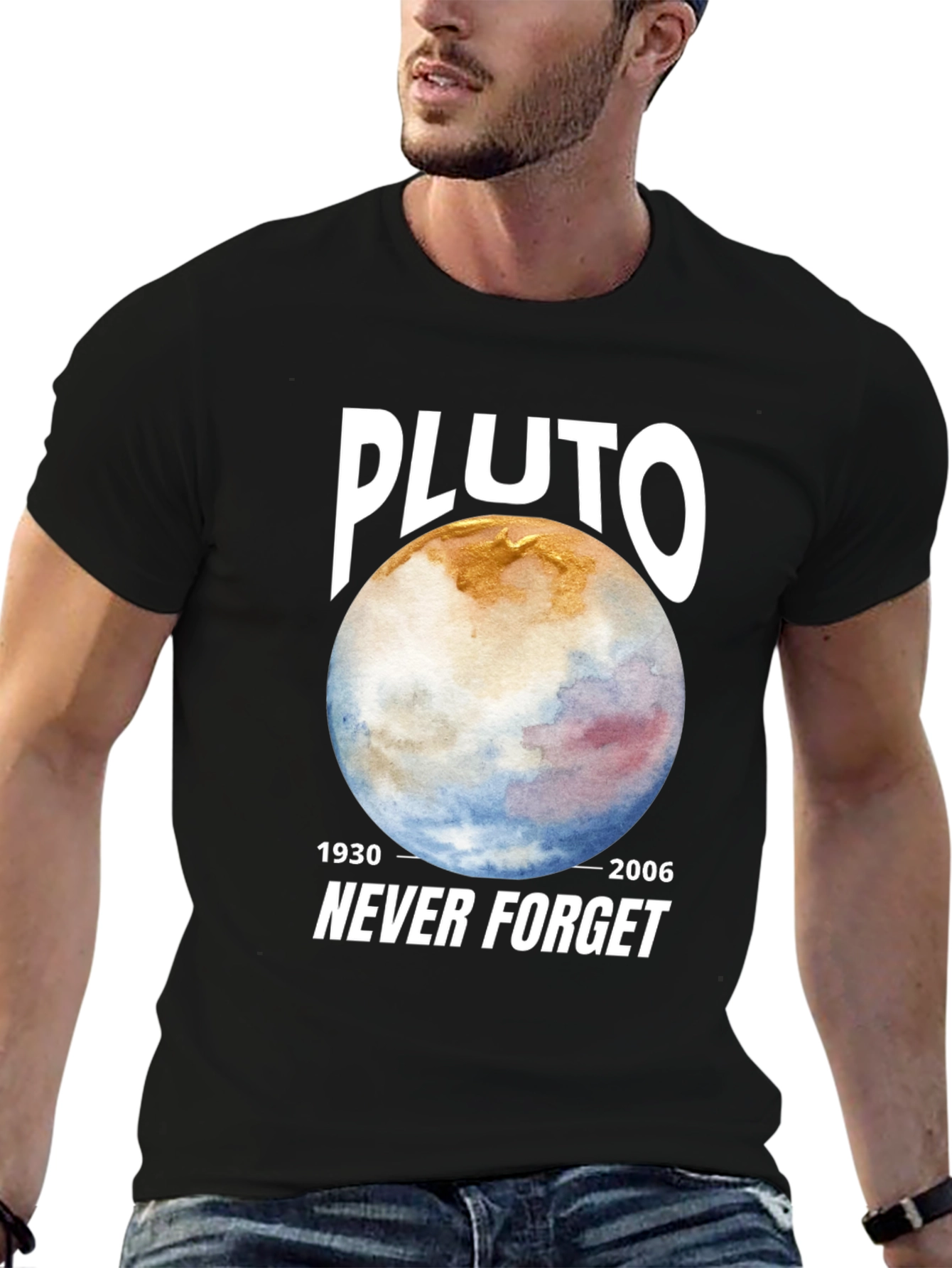 Pluto Never Forget Black Graphic Tee