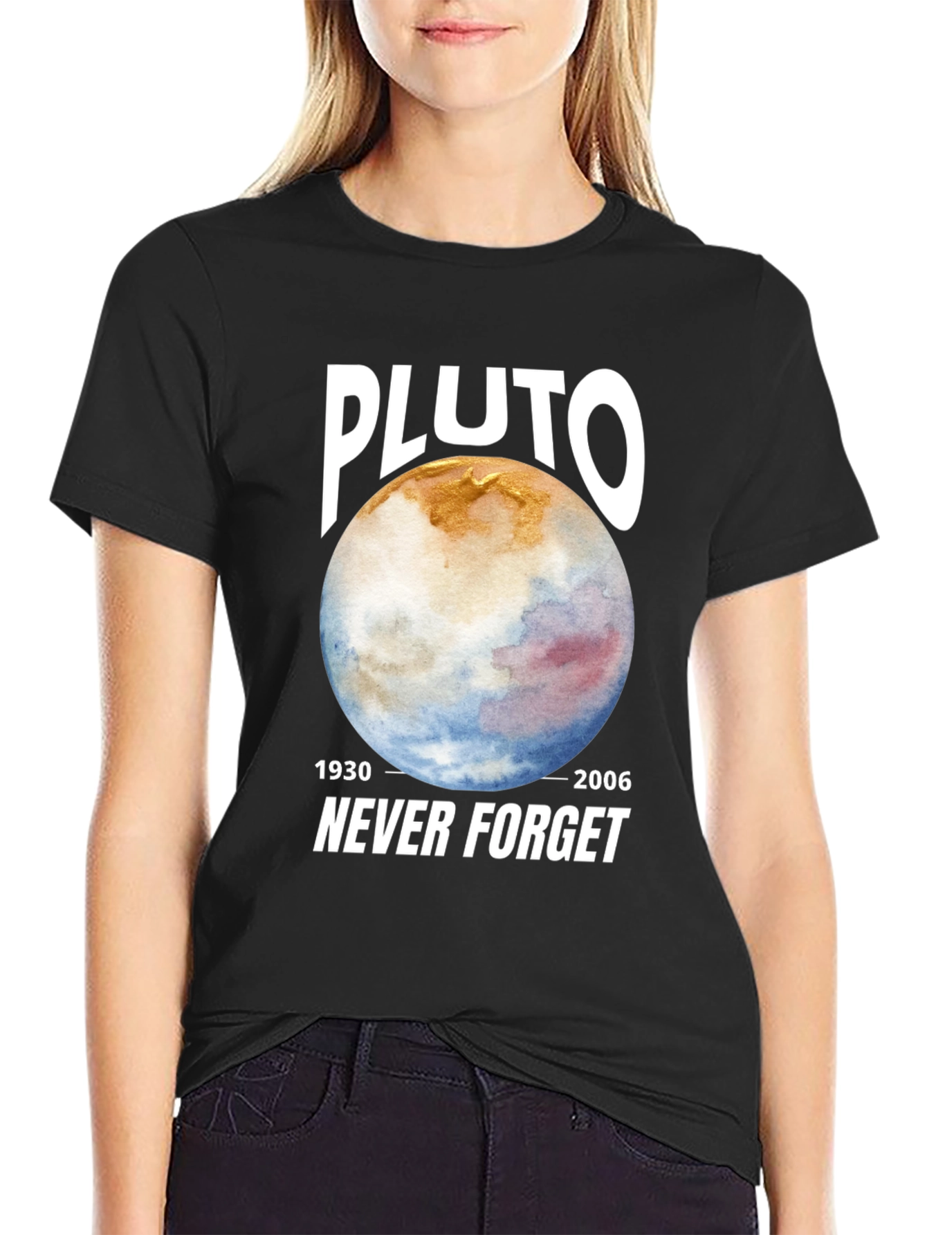 Pluto Never Forget Black Graphic Tee