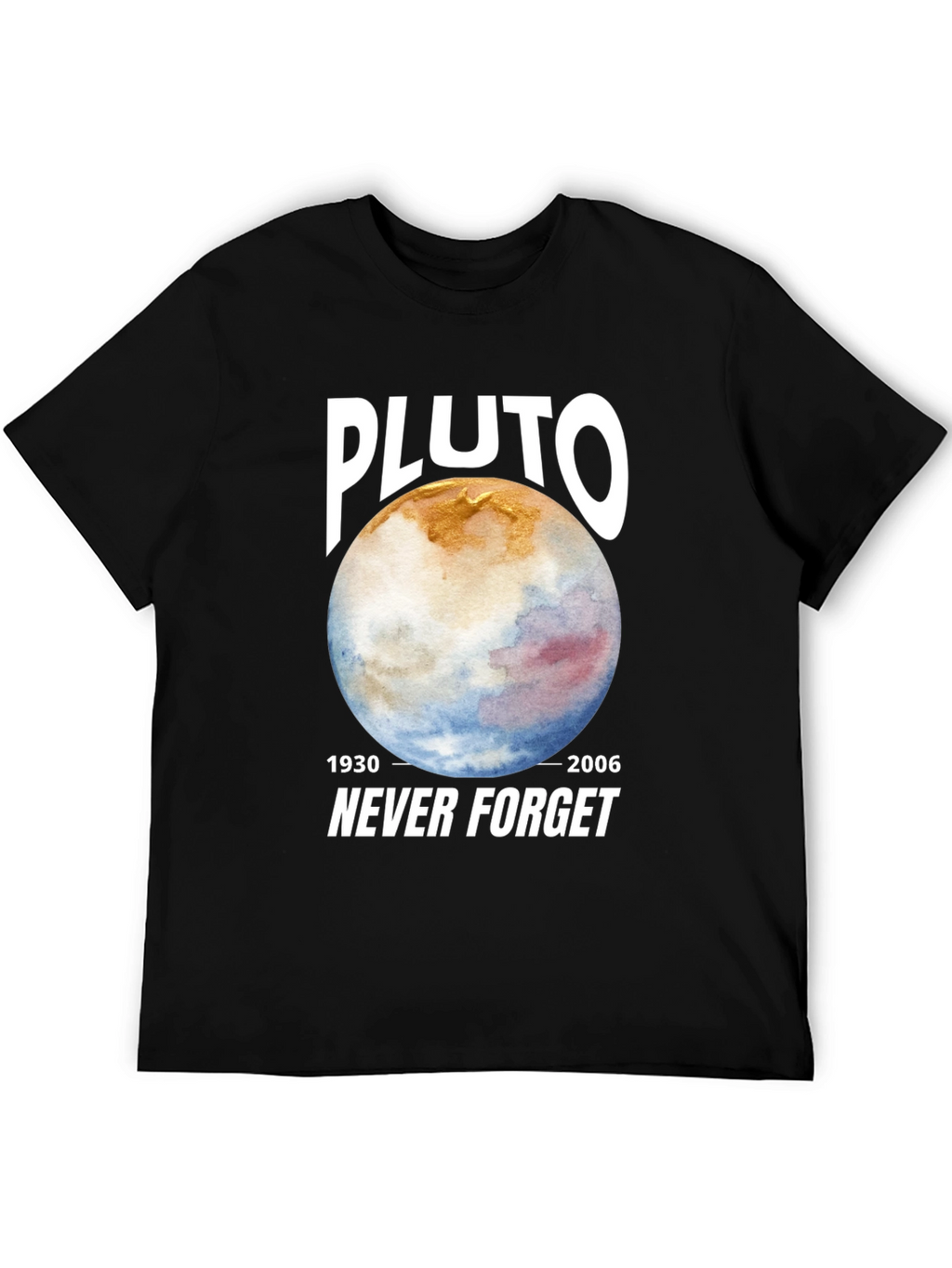 Pluto Never Forget Black Graphic Tee