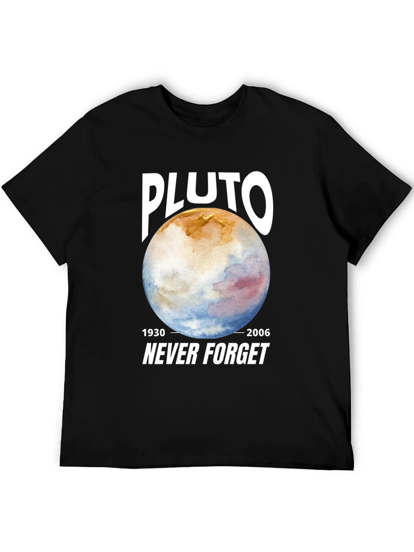 Pluto Never Forget Black Graphic Tee