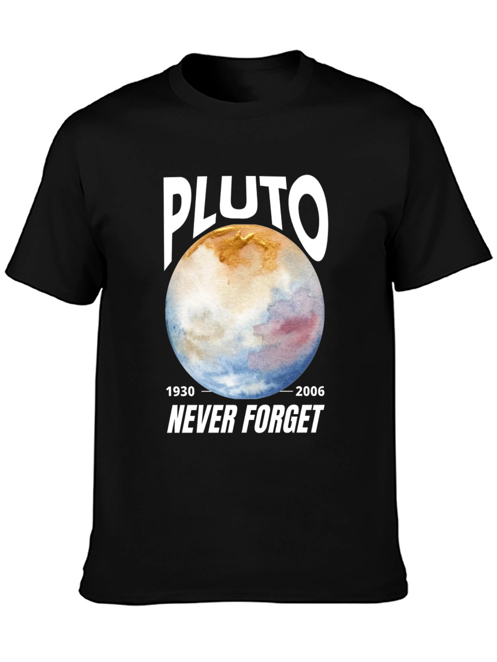 Pluto Never Forget Black Graphic Tee