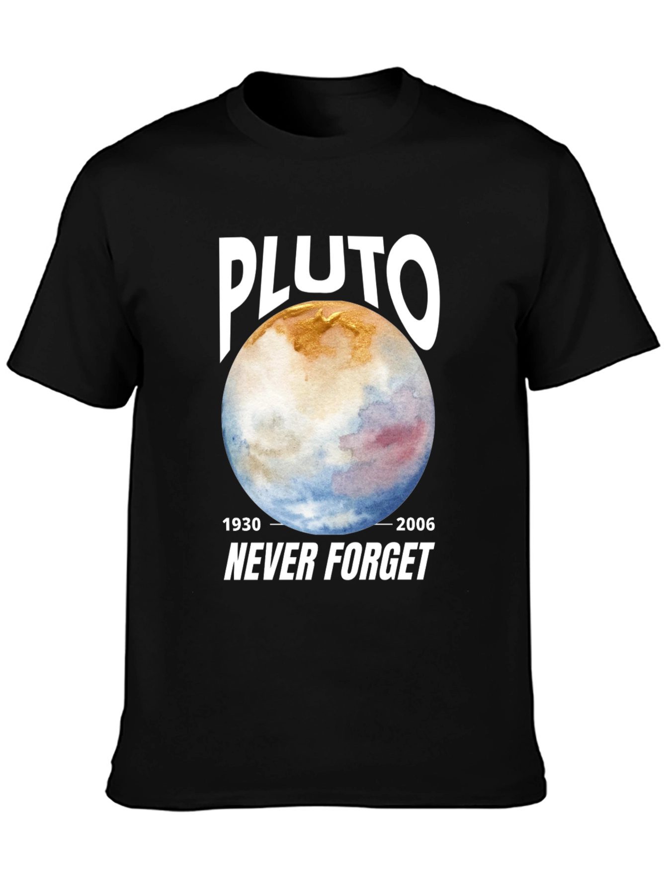 Pluto Never Forget Black Graphic Tee