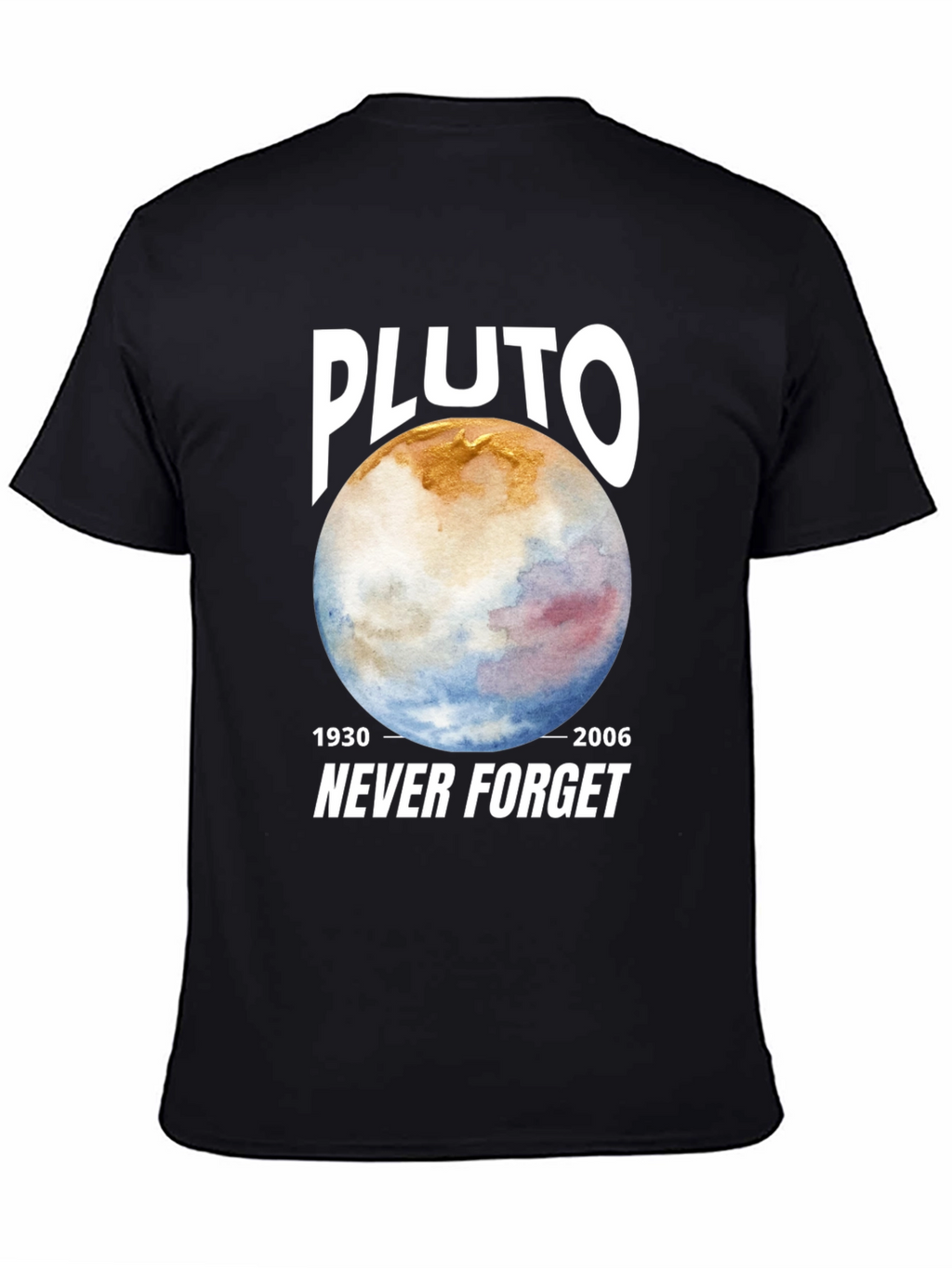 Pluto Never Forget Black Graphic Tee