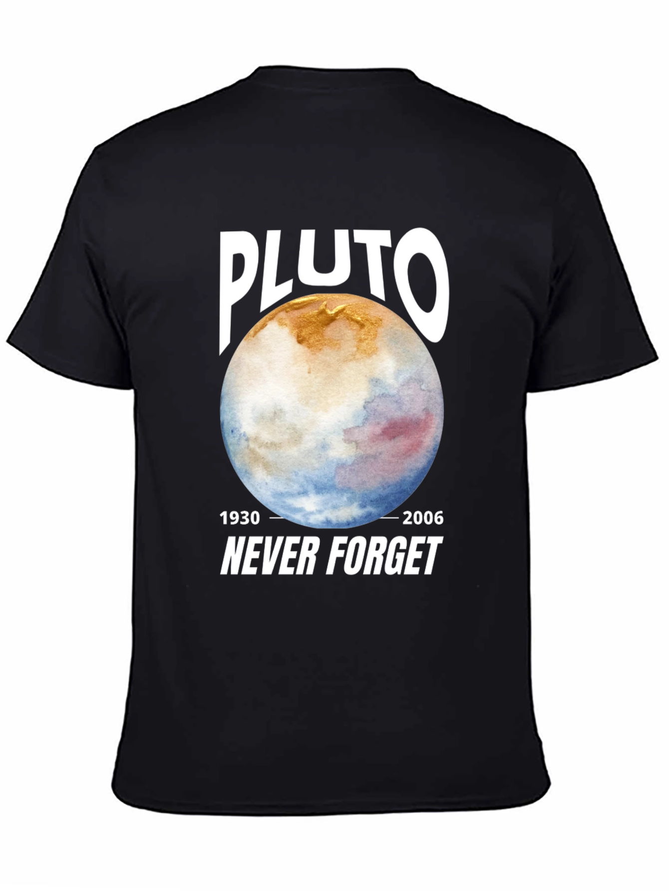 Pluto Never Forget Black Graphic Tee