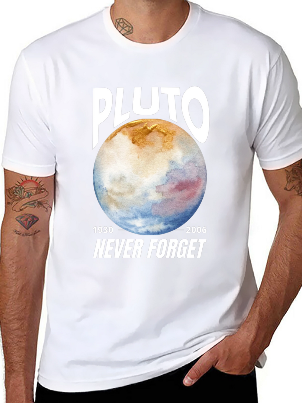 Pluto Never Forget Black Graphic Tee