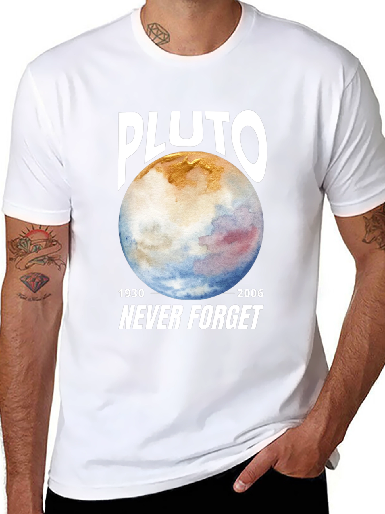 Pluto Never Forget Black Graphic Tee