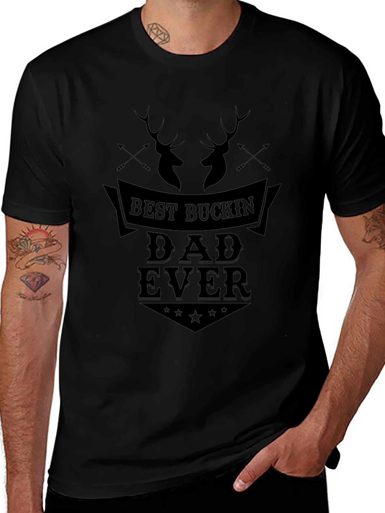 Best Buckin Dad Ever Black T-Shirt