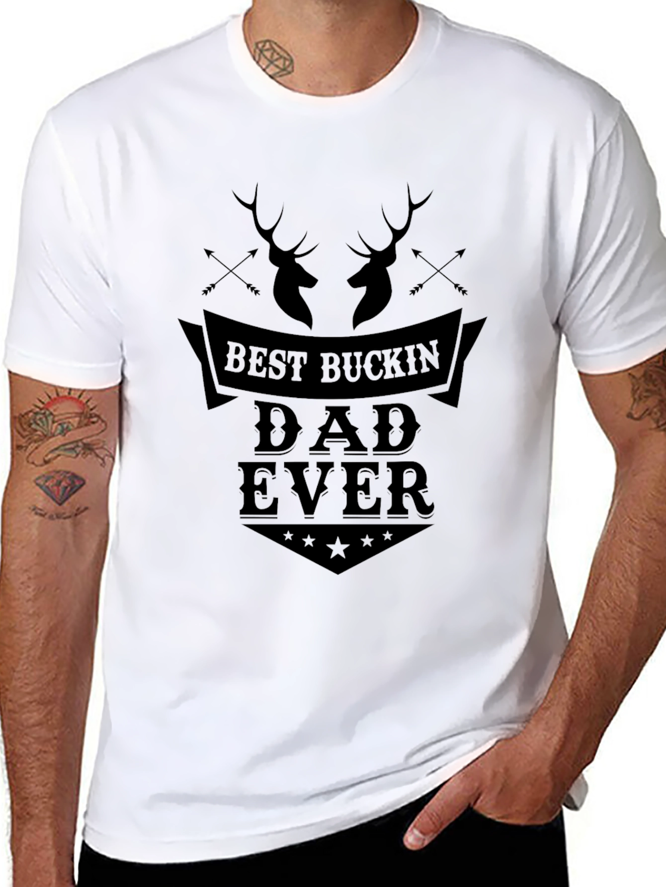 Best Buckin Dad Ever Black T-Shirt
