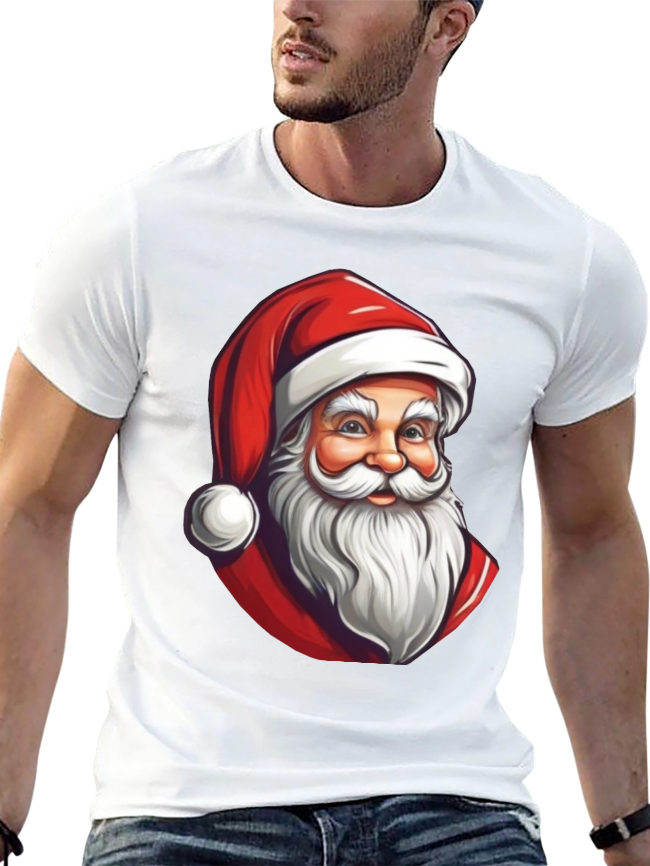 Santa Claus Graphic T-Shirt - Holiday Festive Wear