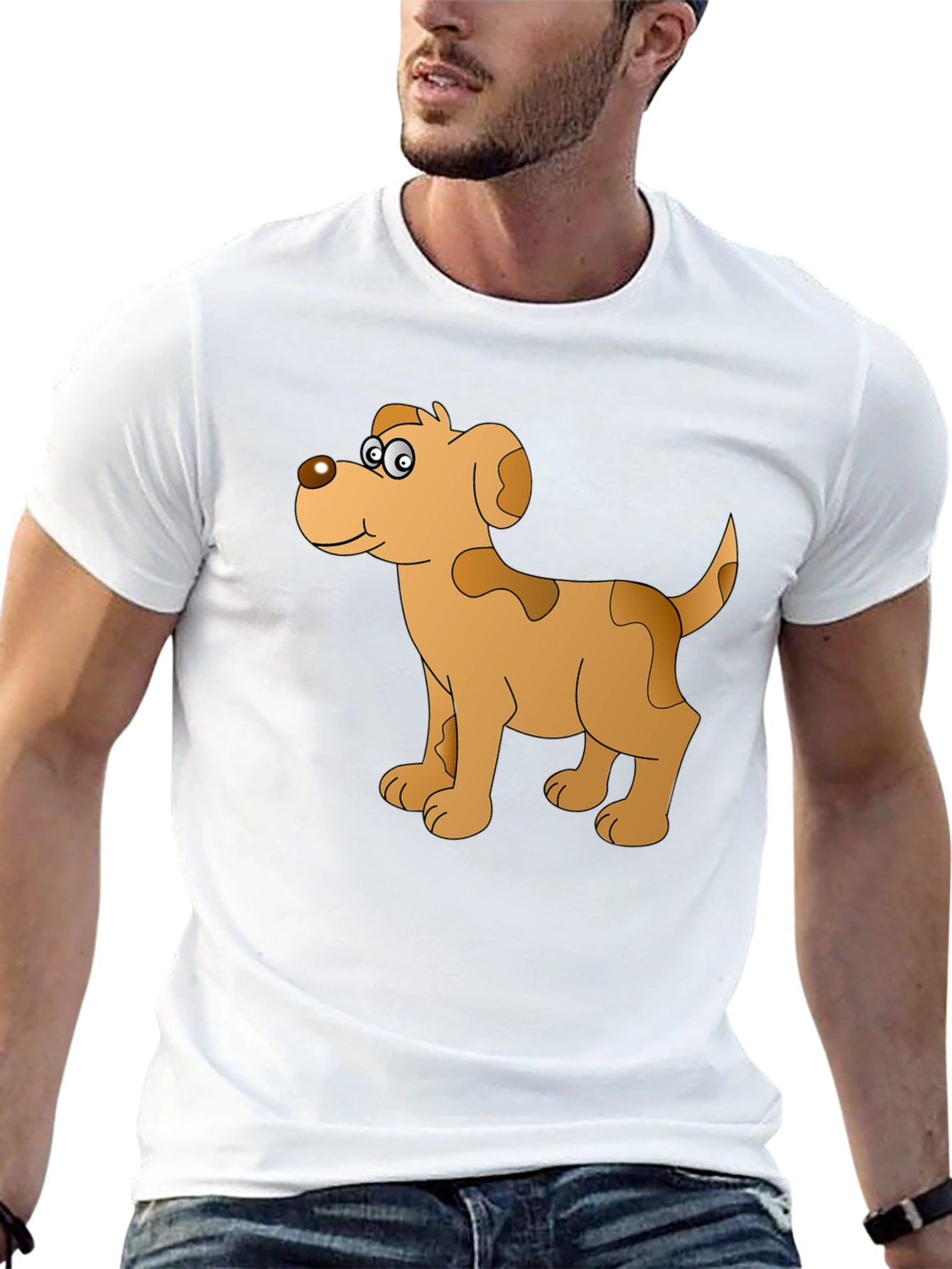 Cartoon Dog Graphic Black T-Shirt