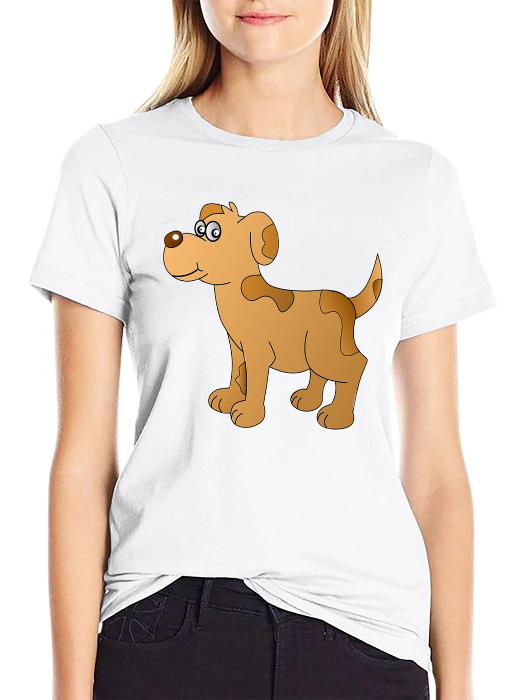 Cartoon Dog Graphic Black T-Shirt