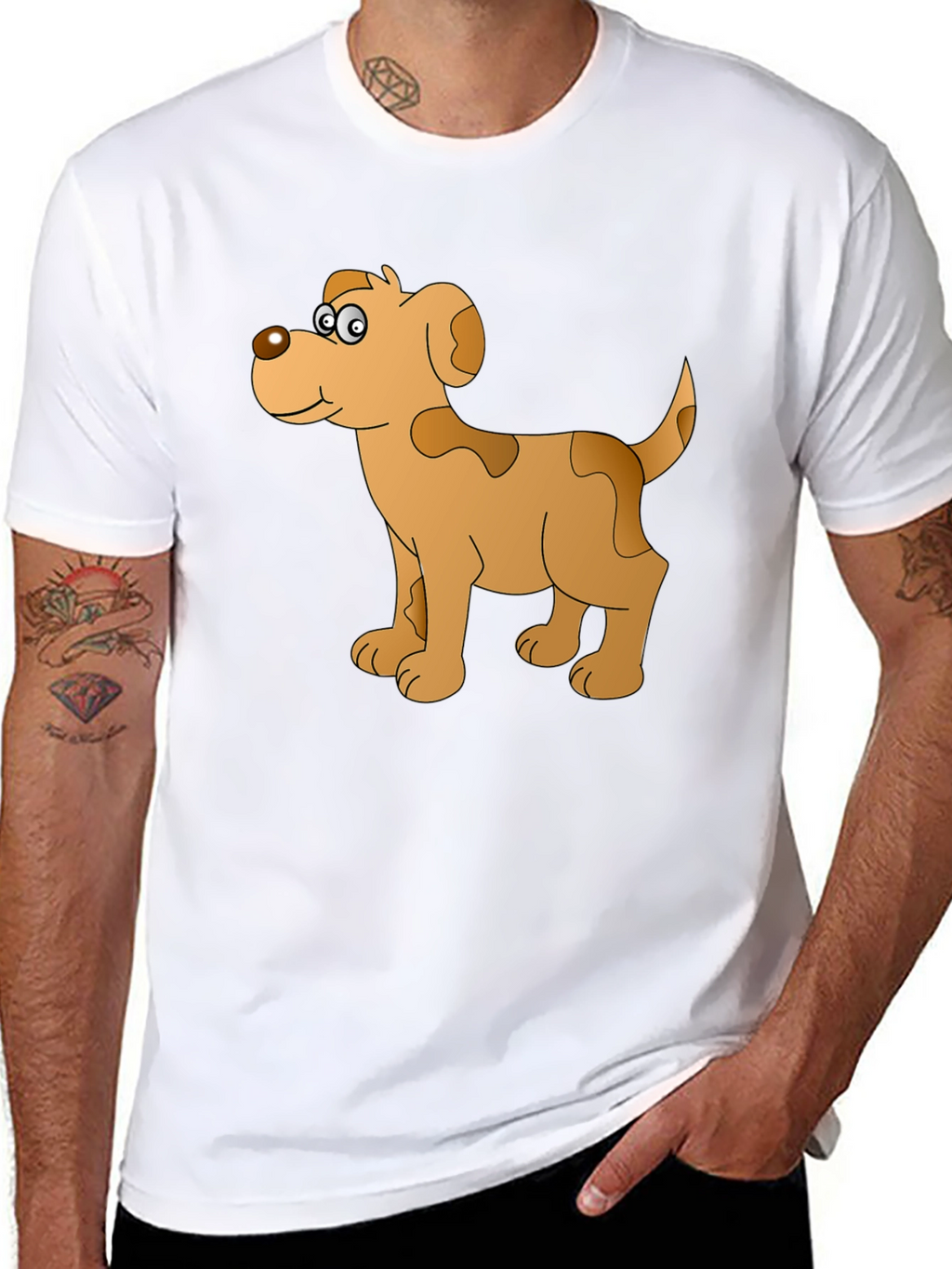 Cartoon Dog Graphic Black T-Shirt