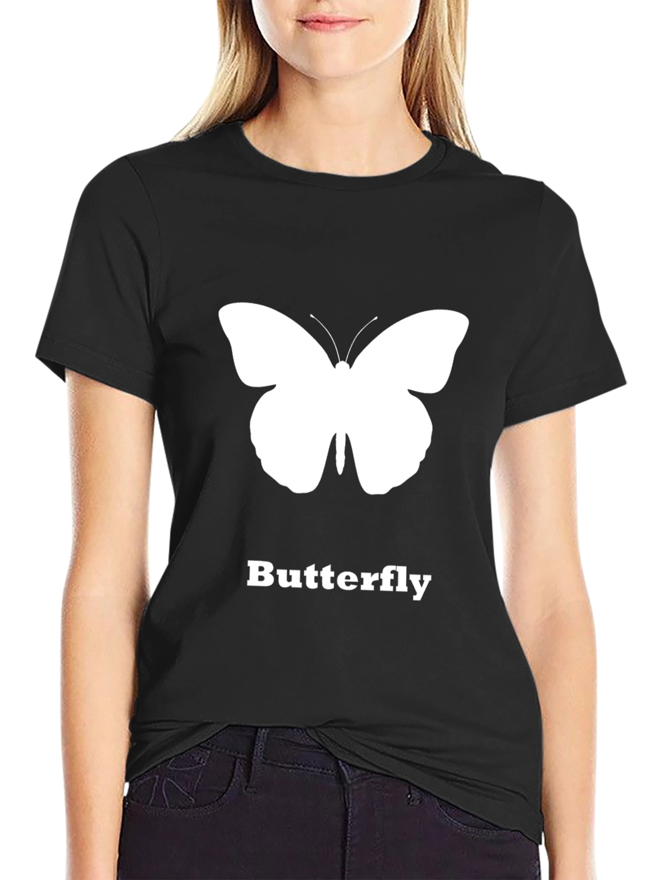 Butterfly Graphic T-Shirt - Black Casual Tee