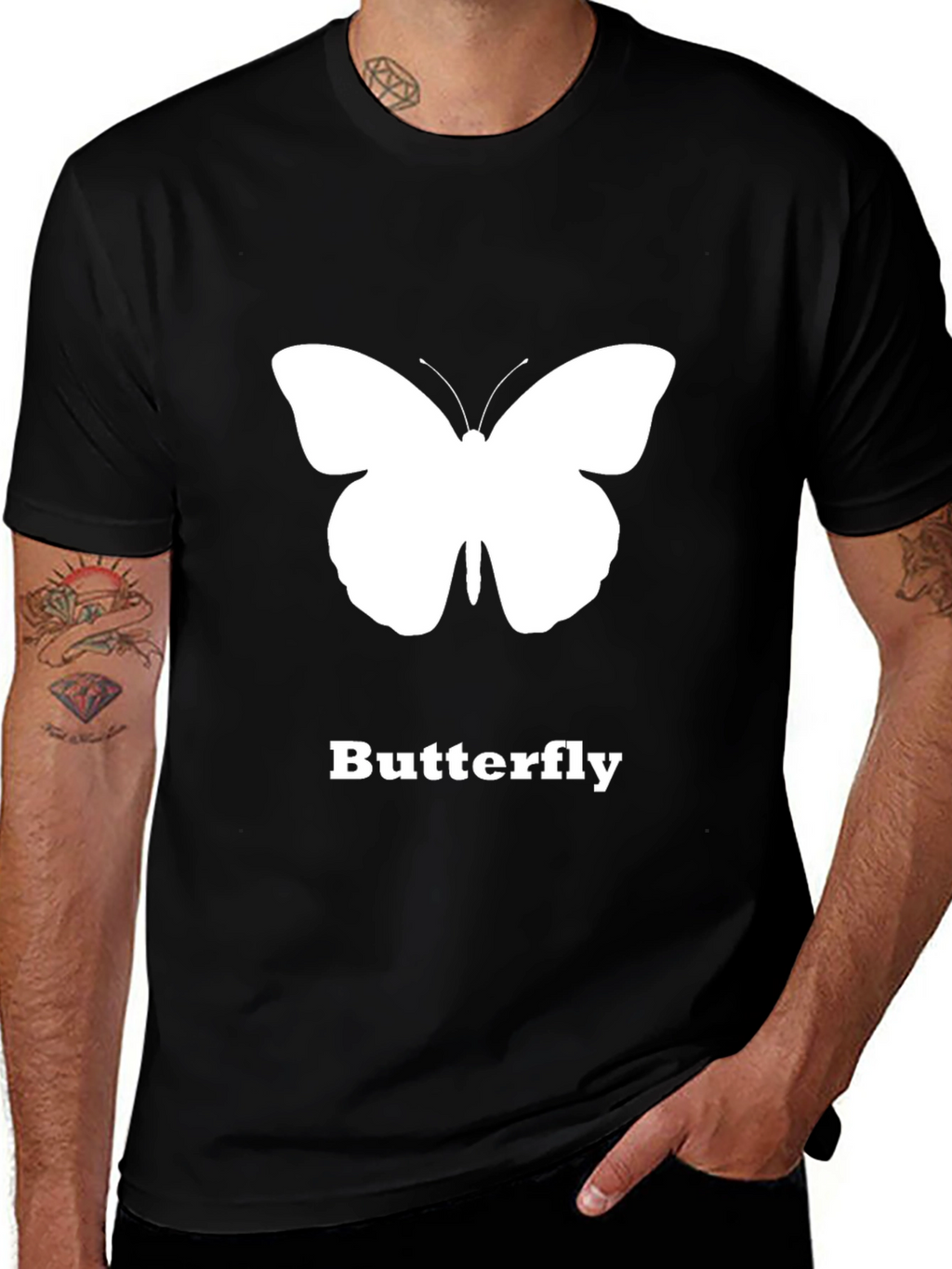 Butterfly Graphic T-Shirt - Black Casual Tee