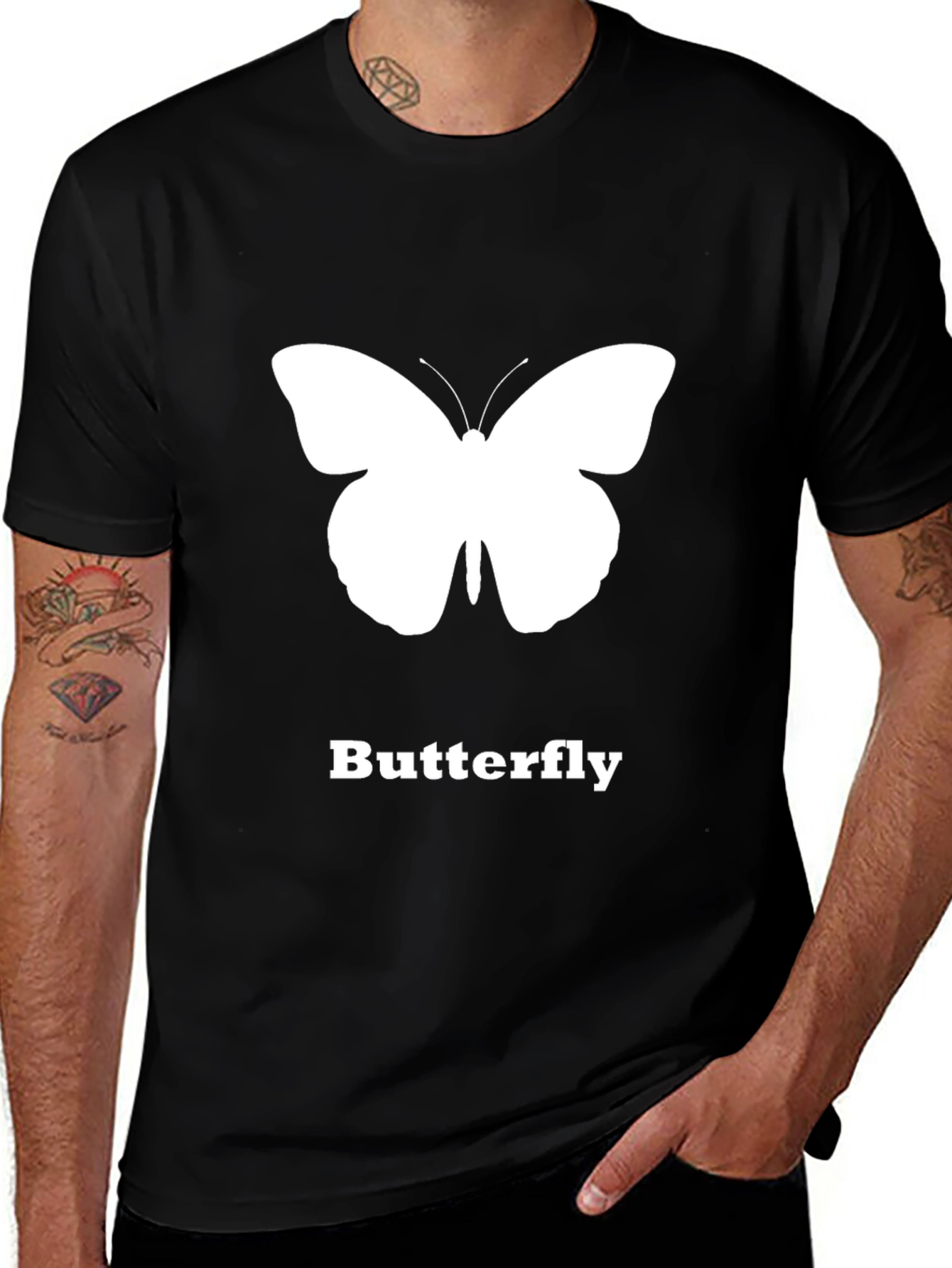 Butterfly Graphic T-Shirt - Black Casual Tee