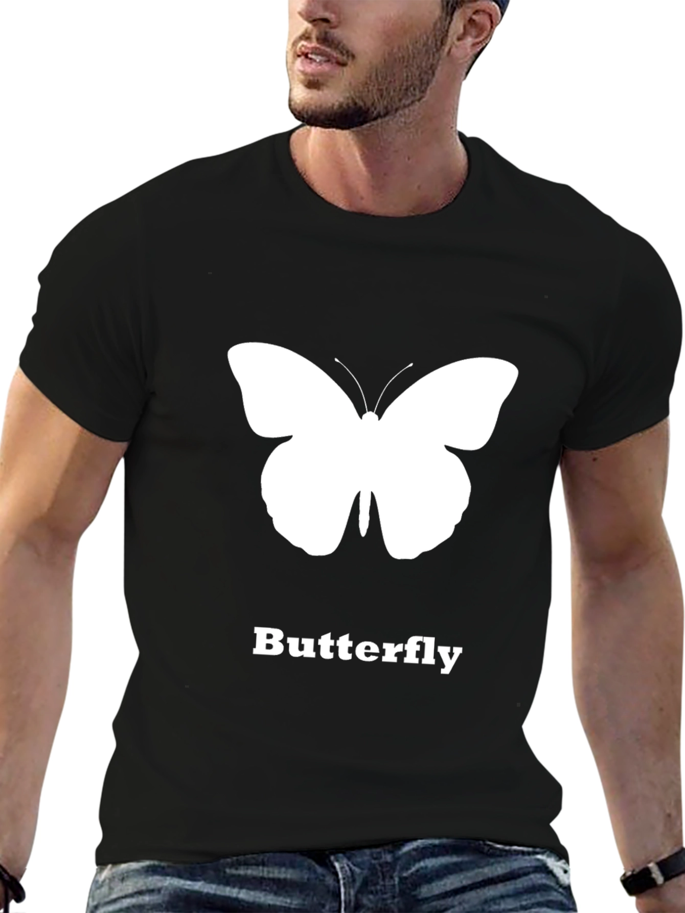 Butterfly Graphic T-Shirt - Black Casual Tee