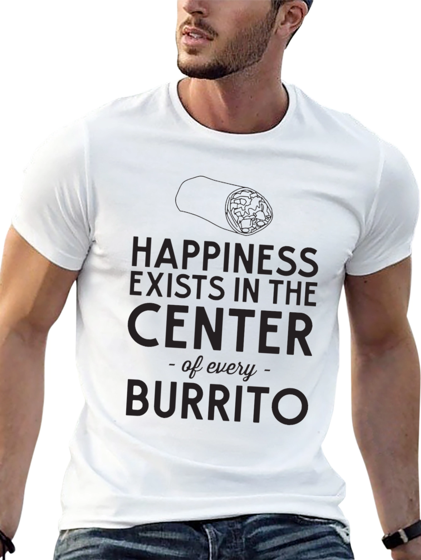 Happiness Burrito Graphic T-Shirt - Mens Black Tee