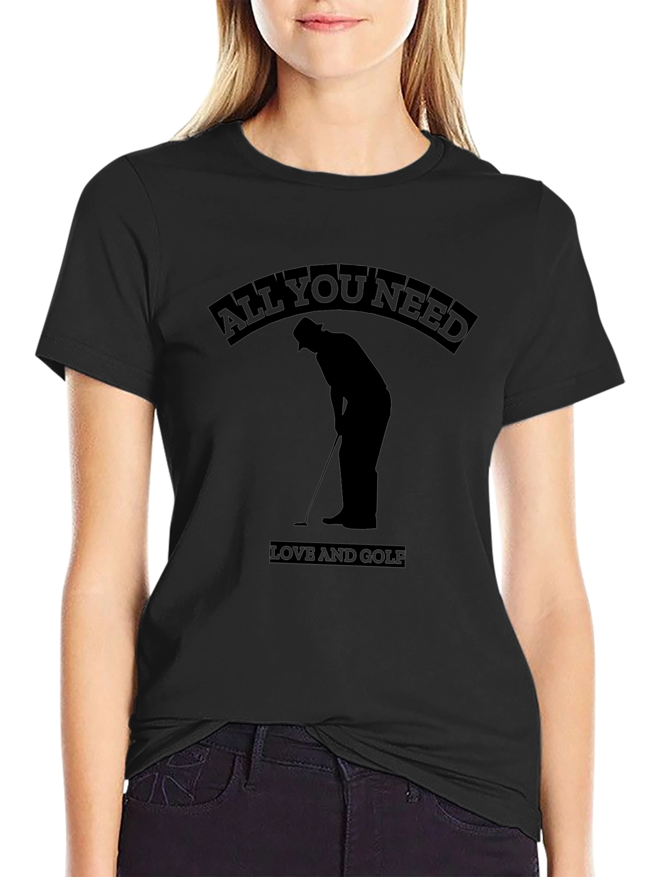 All You Need is Love and Golf Black T-Shirt