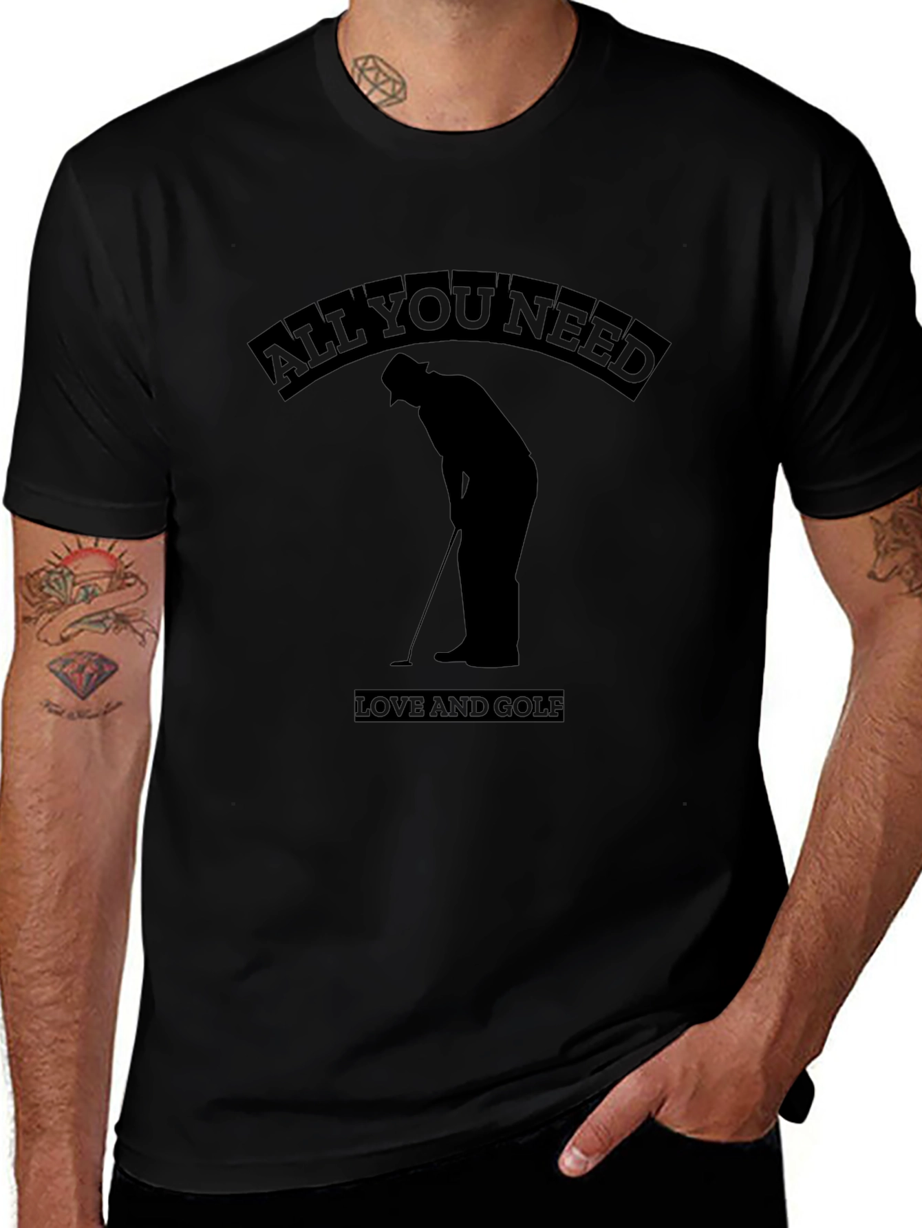 All You Need is Love and Golf Black T-Shirt