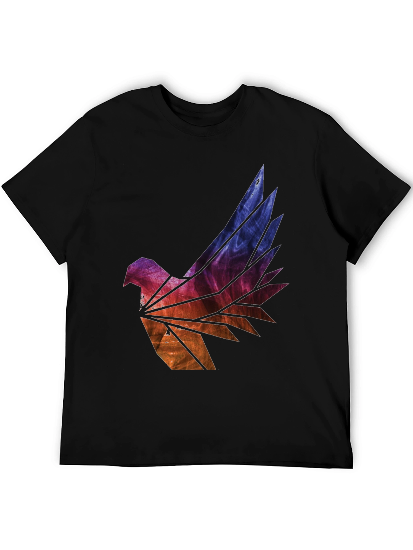Abstract Geometric Bird Graphic Tee - Mens Black T-Shirt