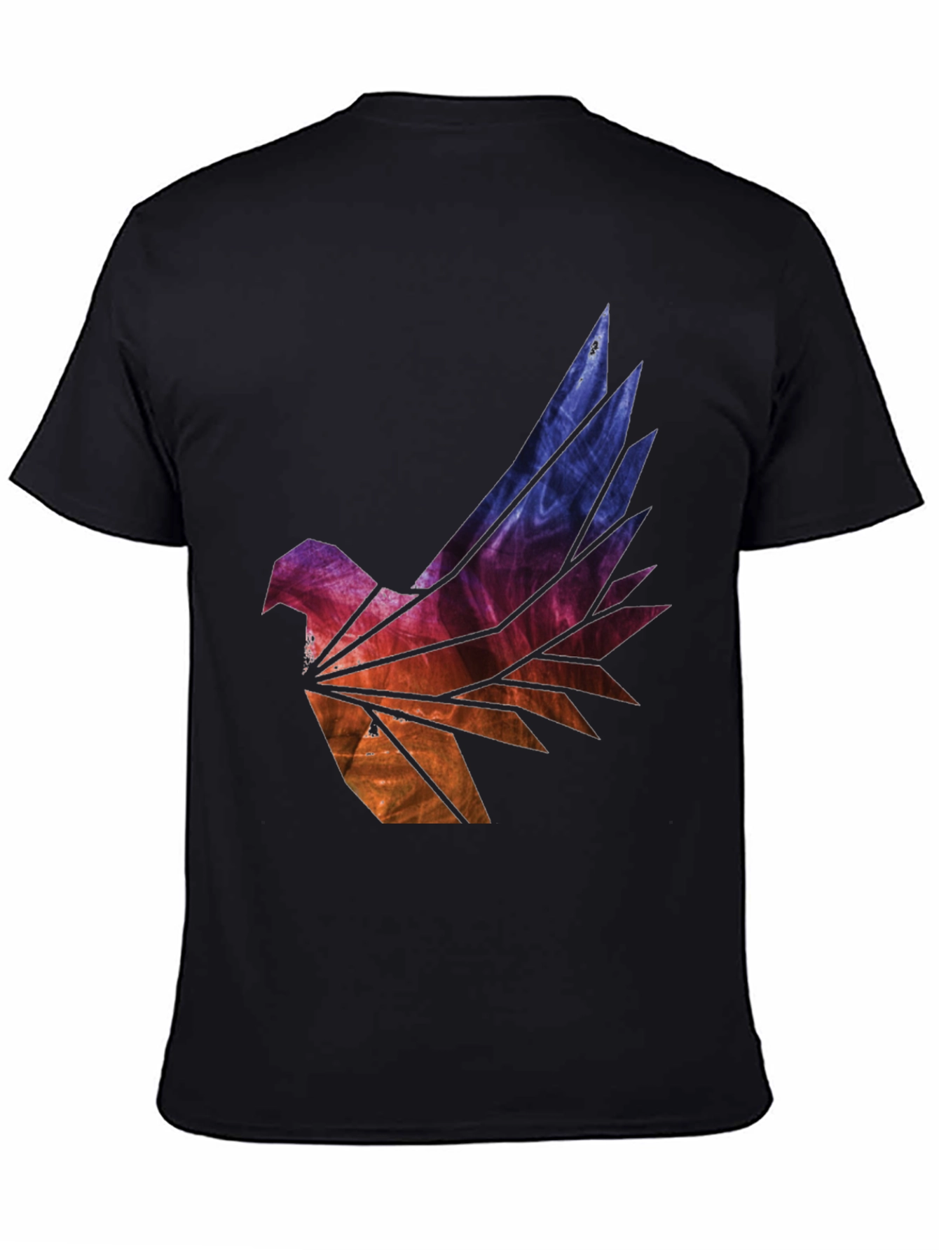 Abstract Geometric Bird Graphic Tee - Mens Black T-Shirt