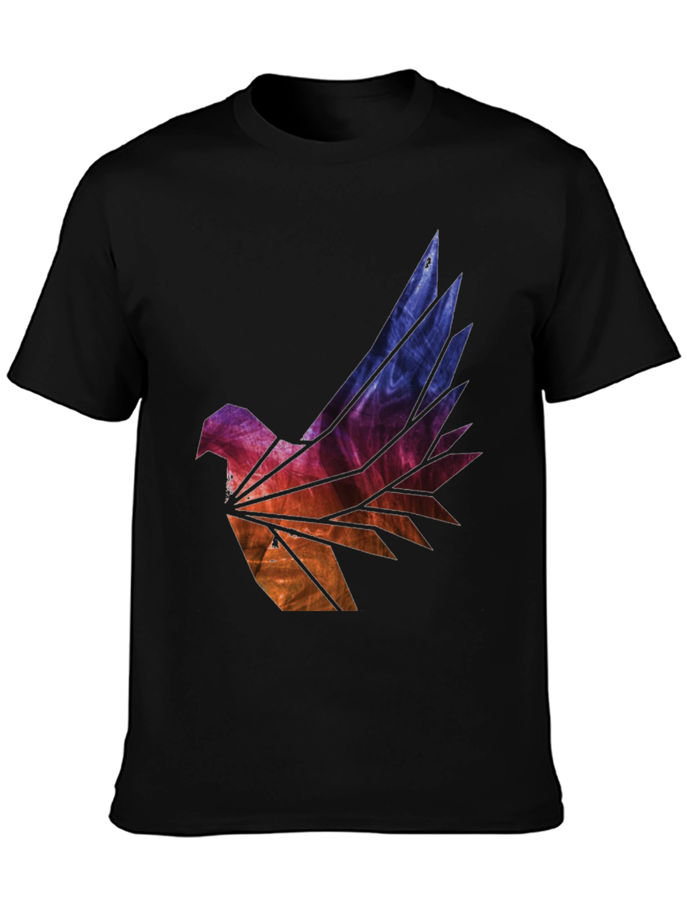 Abstract Geometric Bird Graphic Tee - Mens Black T-Shirt
