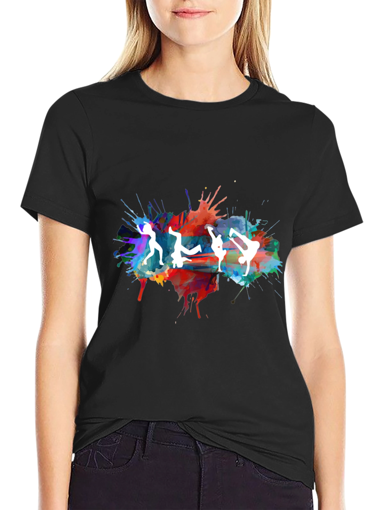 Dance Silhouette Splatter Graphic Tee