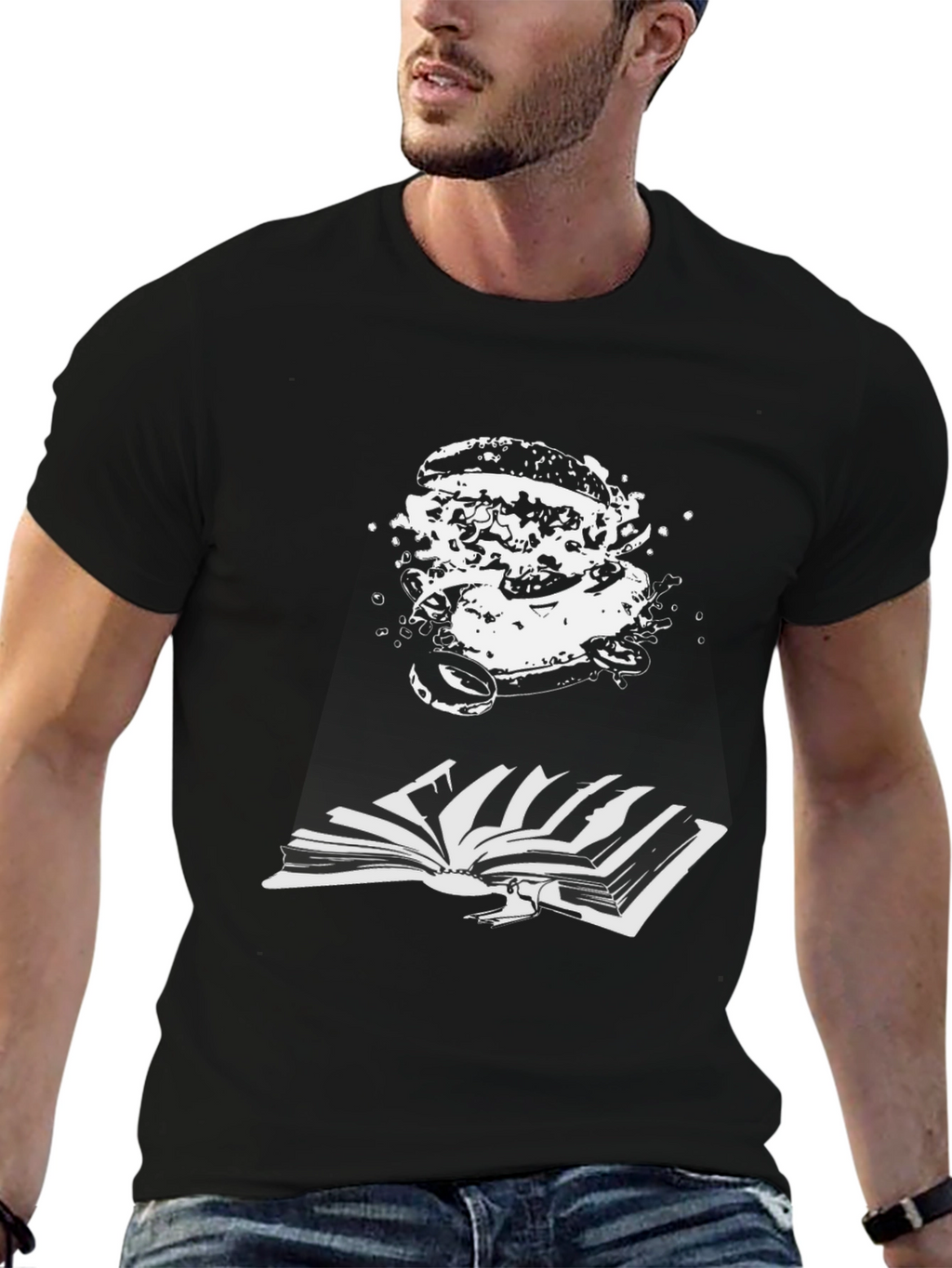 Burger Bookworm Black T-Shirt