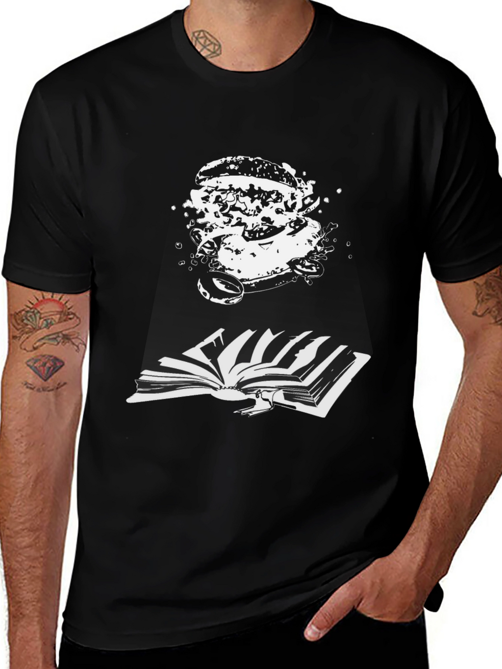 Burger Bookworm Black T-Shirt