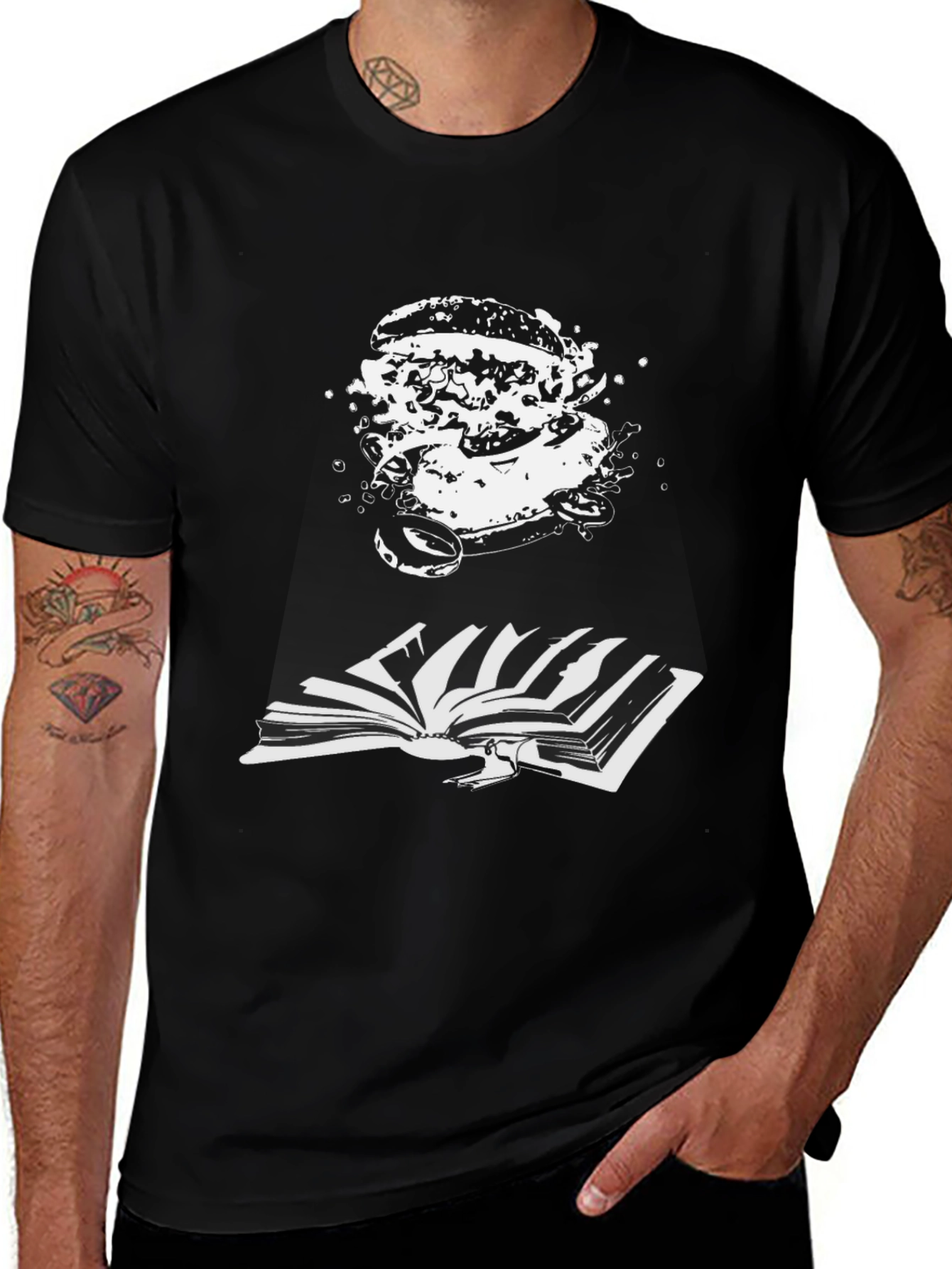 Burger Bookworm Black T-Shirt
