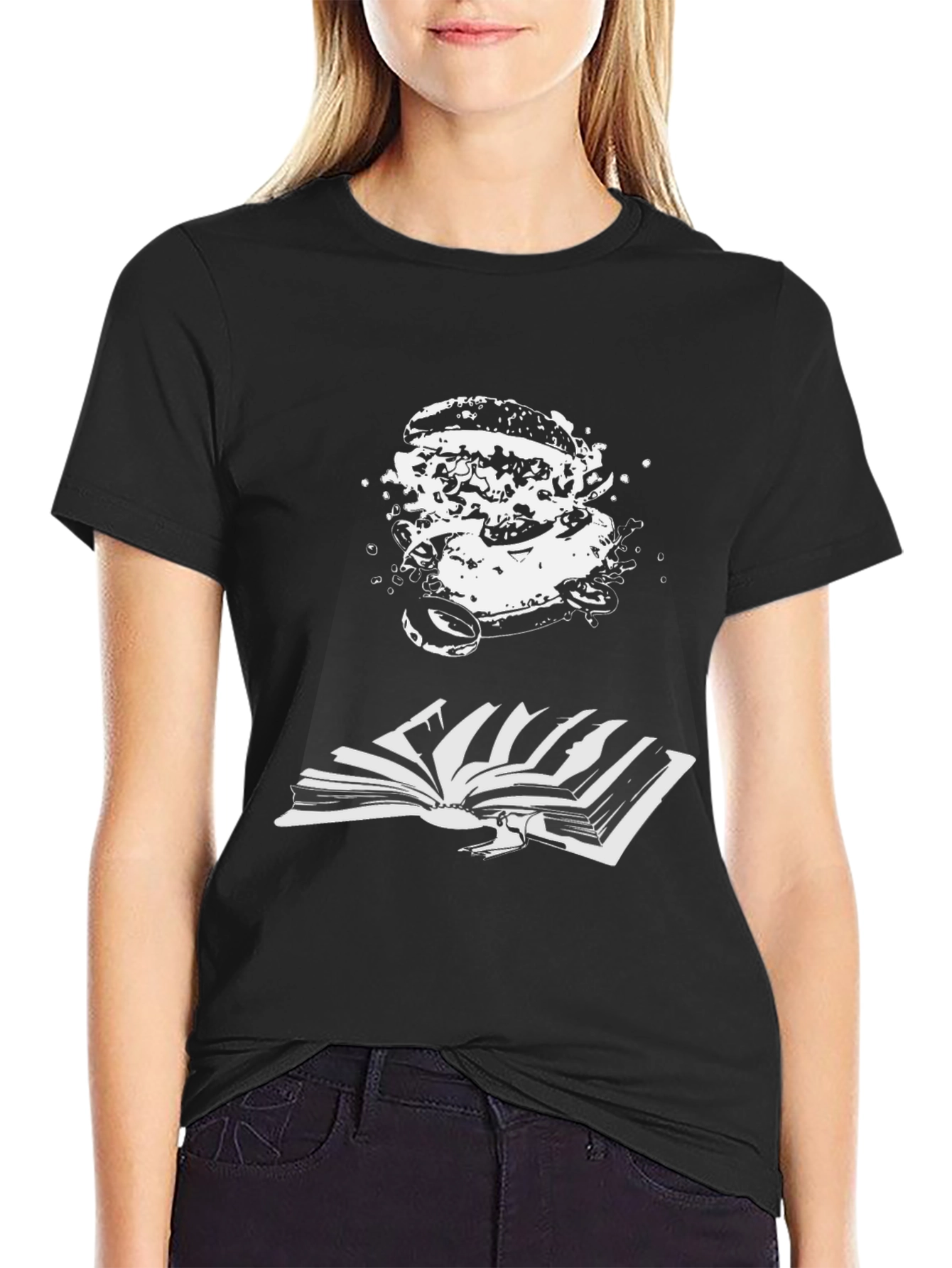 Burger Bookworm Black T-Shirt