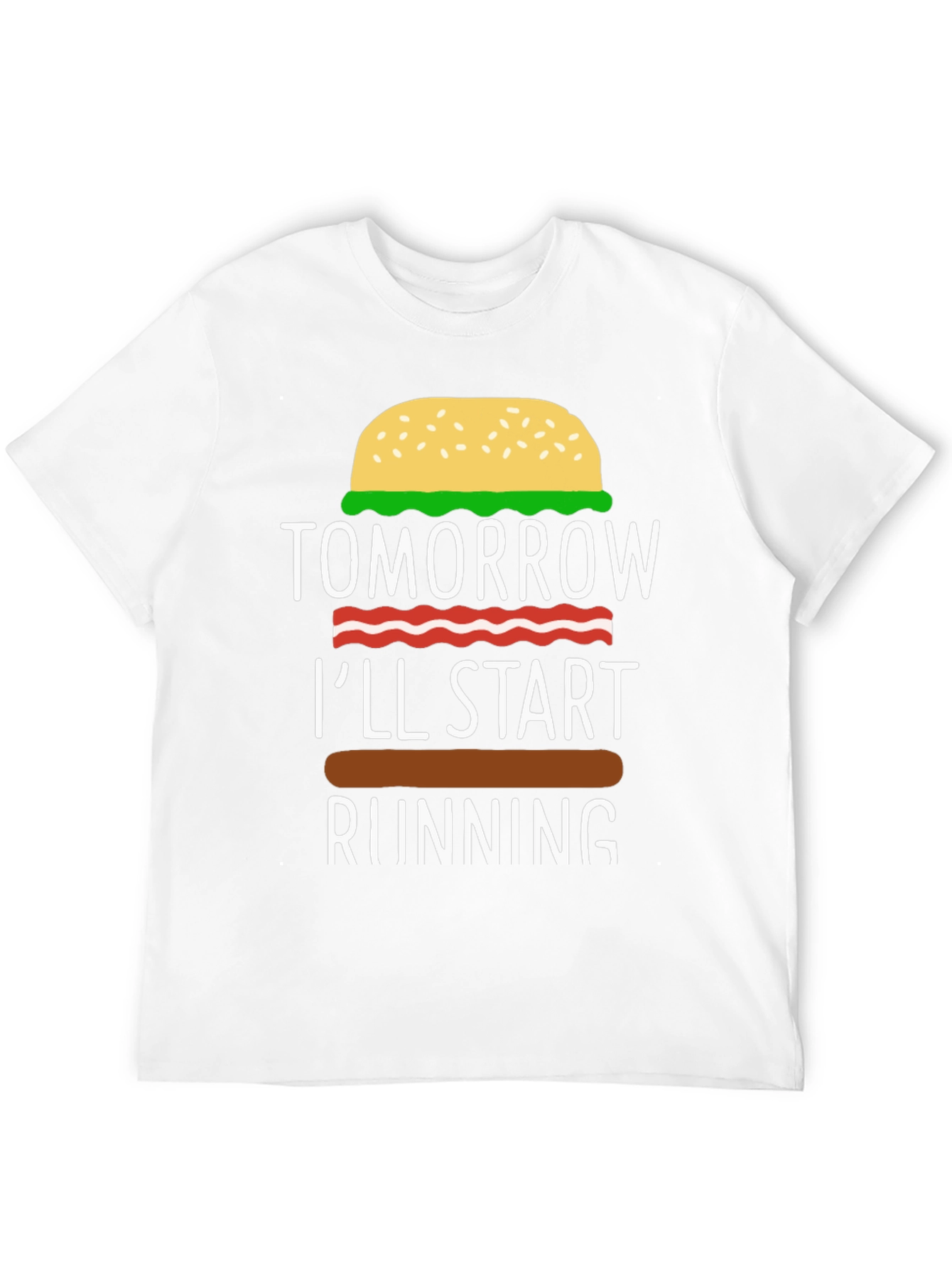 Humorous Tomorrow Ill Start Running Burger T-Shirt