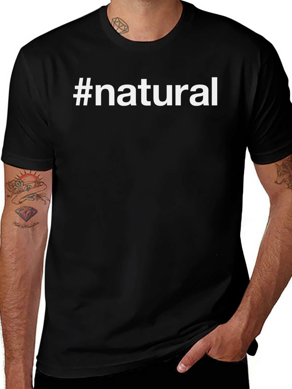#Natural Black Graphic T-Shirt