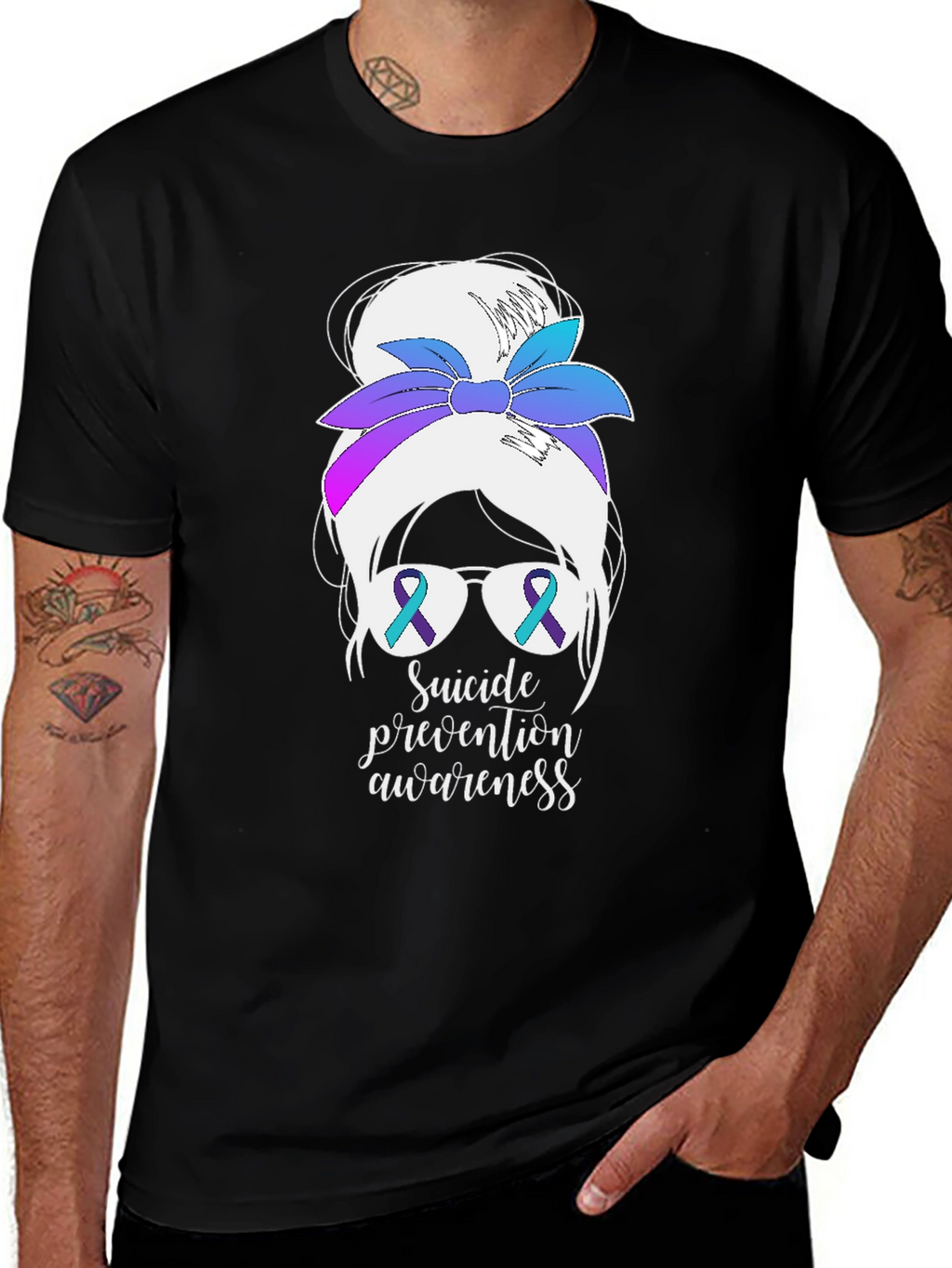 Suicide Prevention Awareness Messy Bun T-Shirt
