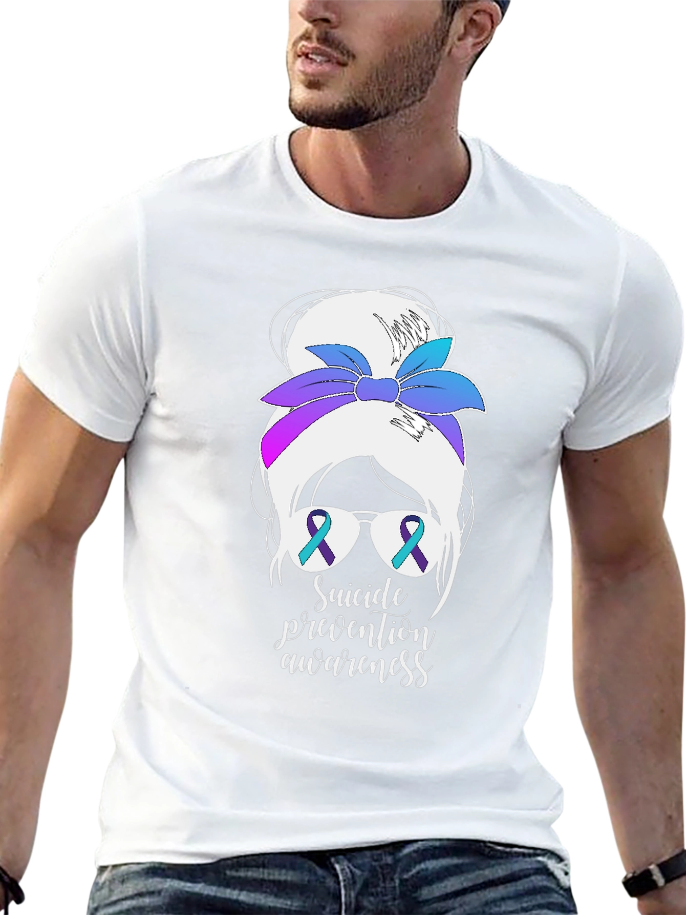 Suicide Prevention Awareness Messy Bun T-Shirt