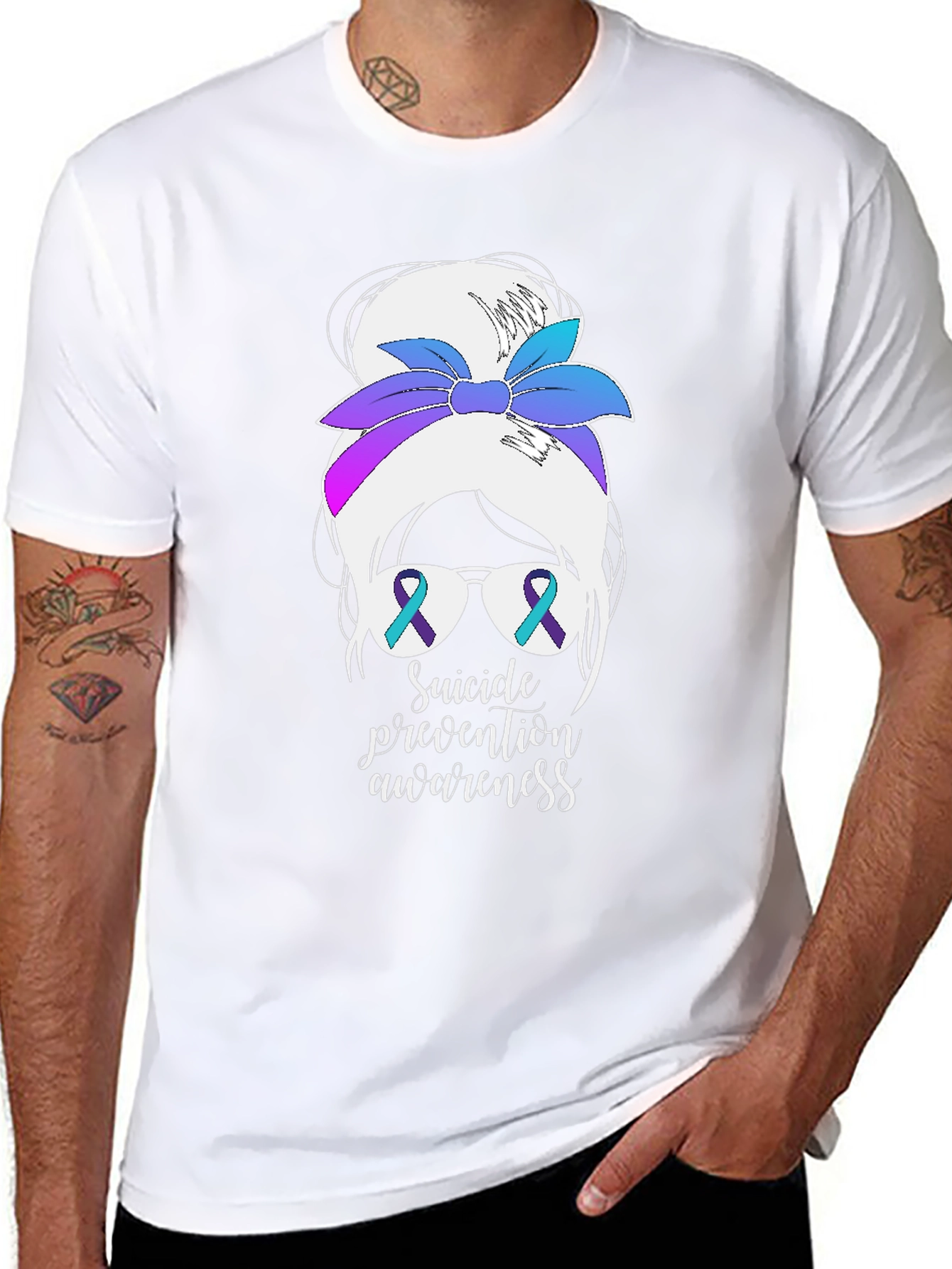Suicide Prevention Awareness Messy Bun T-Shirt