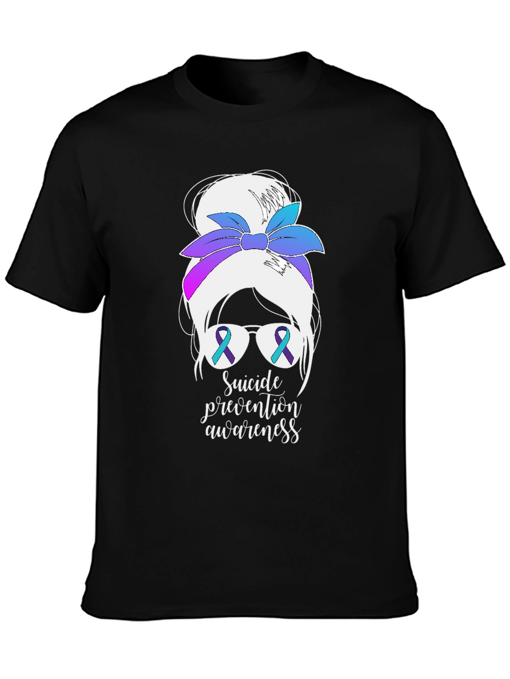 Suicide Prevention Awareness Messy Bun T-Shirt