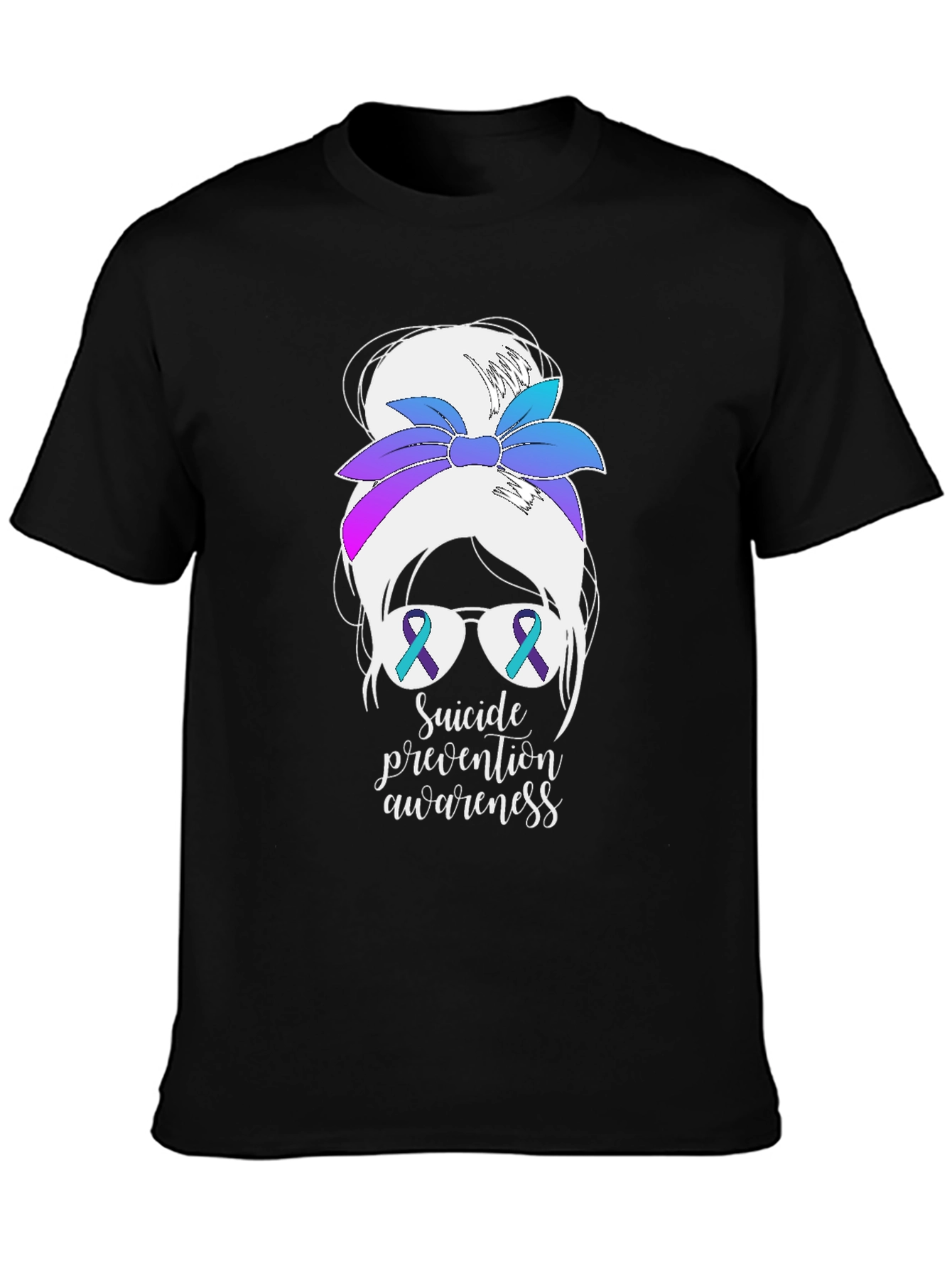 Suicide Prevention Awareness Messy Bun T-Shirt