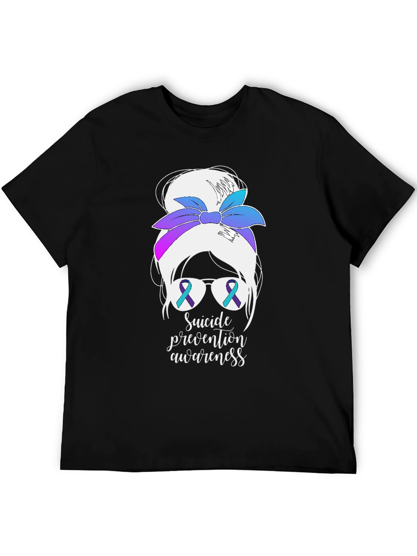 Suicide Prevention Awareness Messy Bun T-Shirt