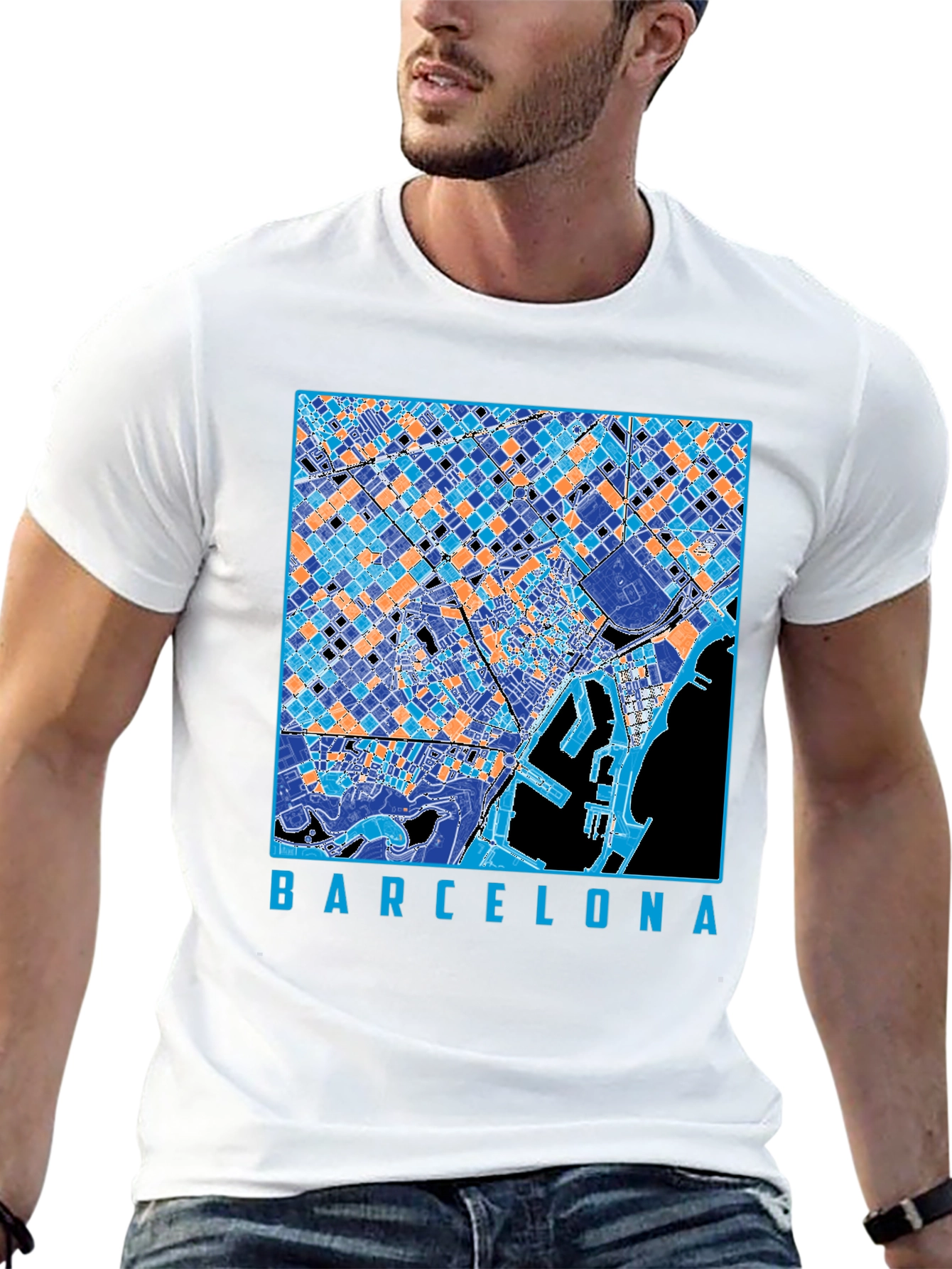 Barcelona Map Graphic T-Shirt - Stylish City Souvenir