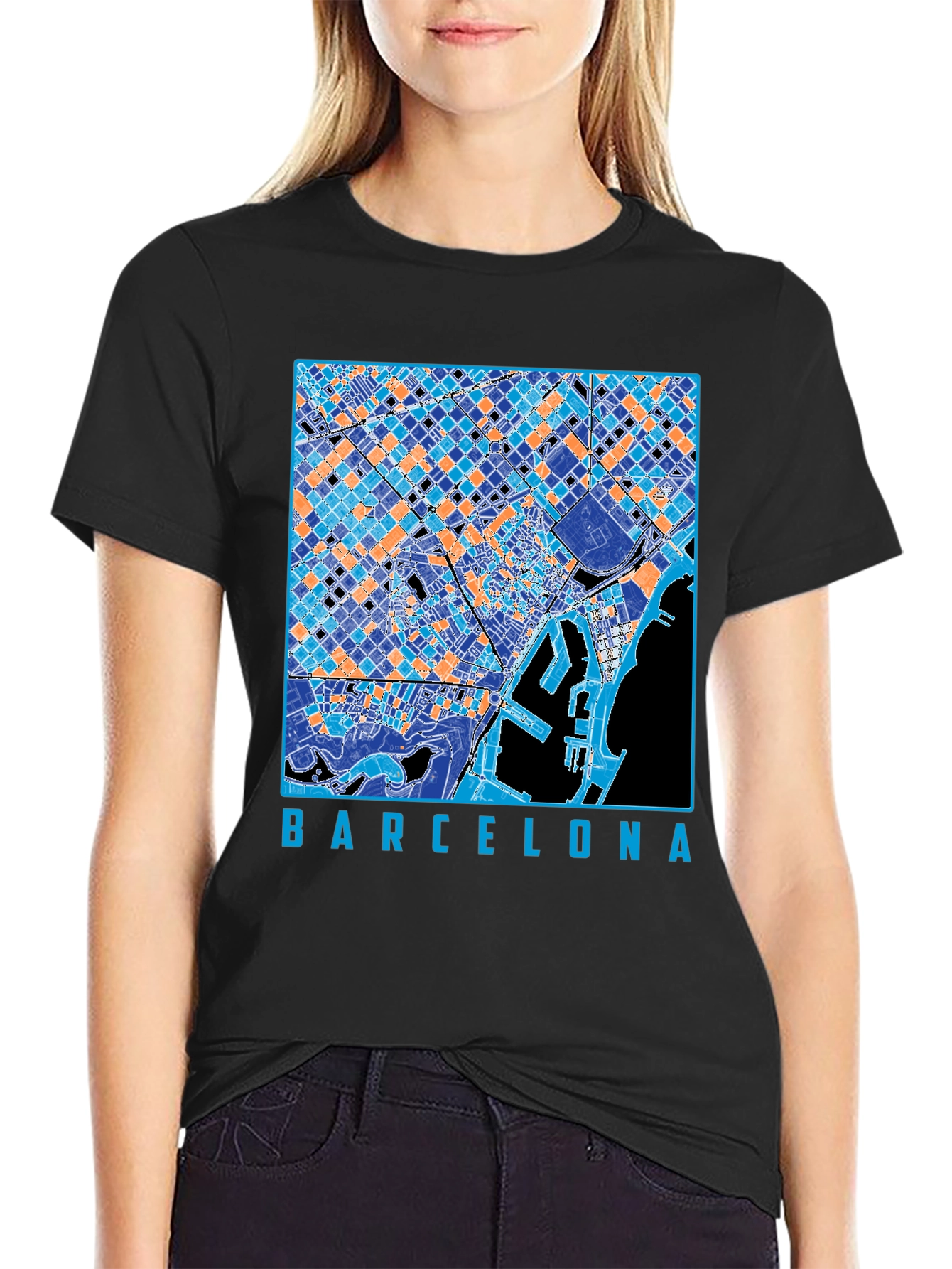 Barcelona Map Graphic T-Shirt - Stylish City Souvenir